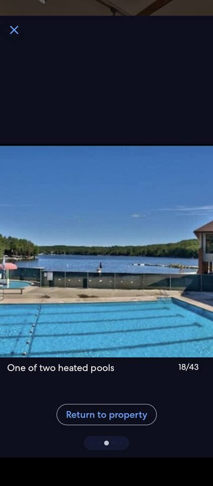 By car only 2 minutes away, by foot only 9 minutes away!! bring your swimming shorts and sunblock and enjoy this beautiful heated olympic  sized pool community pool