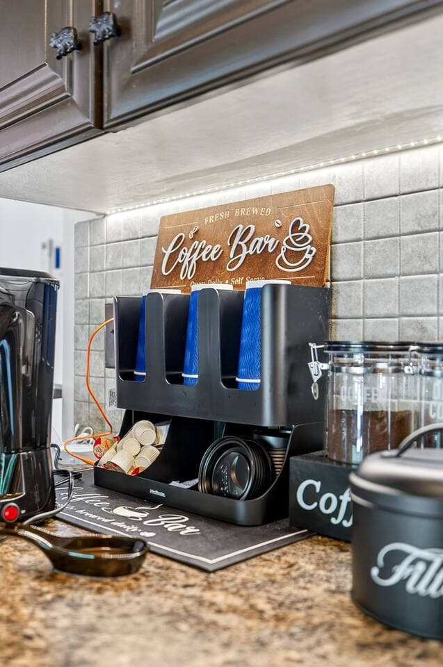 please help yourself to our free coffee station, offering regular coffee and decaffeinated coffee as well as k pods and tea bags