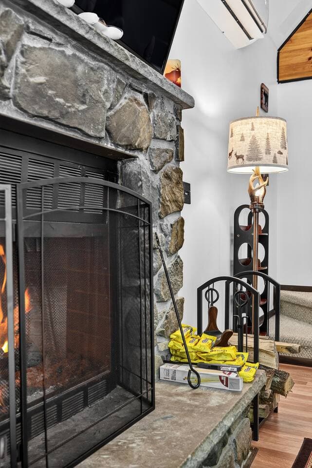enjoy a nice cozy fire in front of this large fireplace