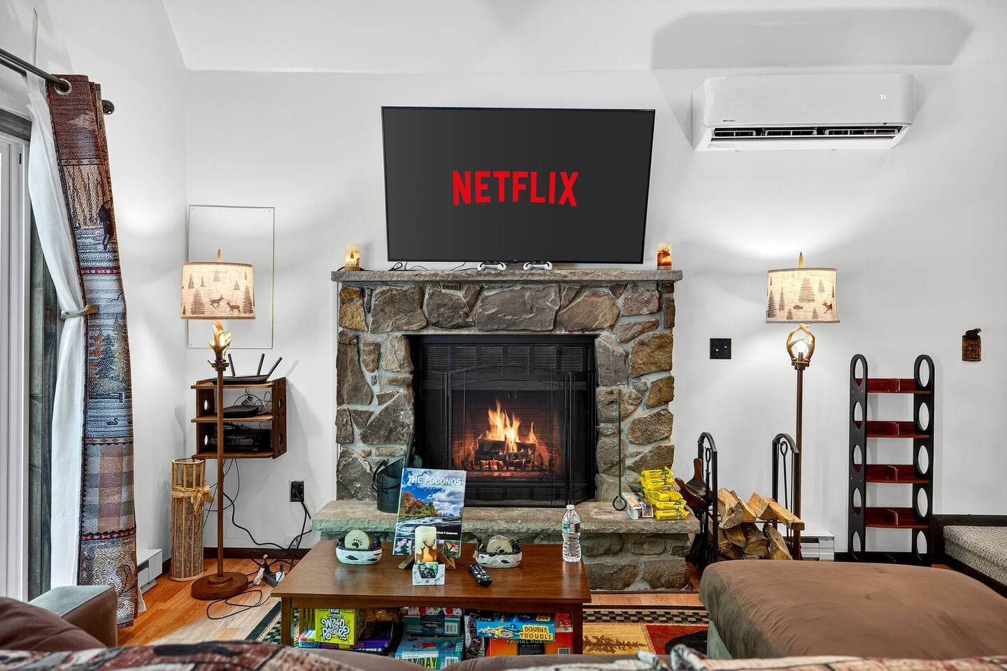 unplug and help yourself to one of the many board games underneath the coffee table