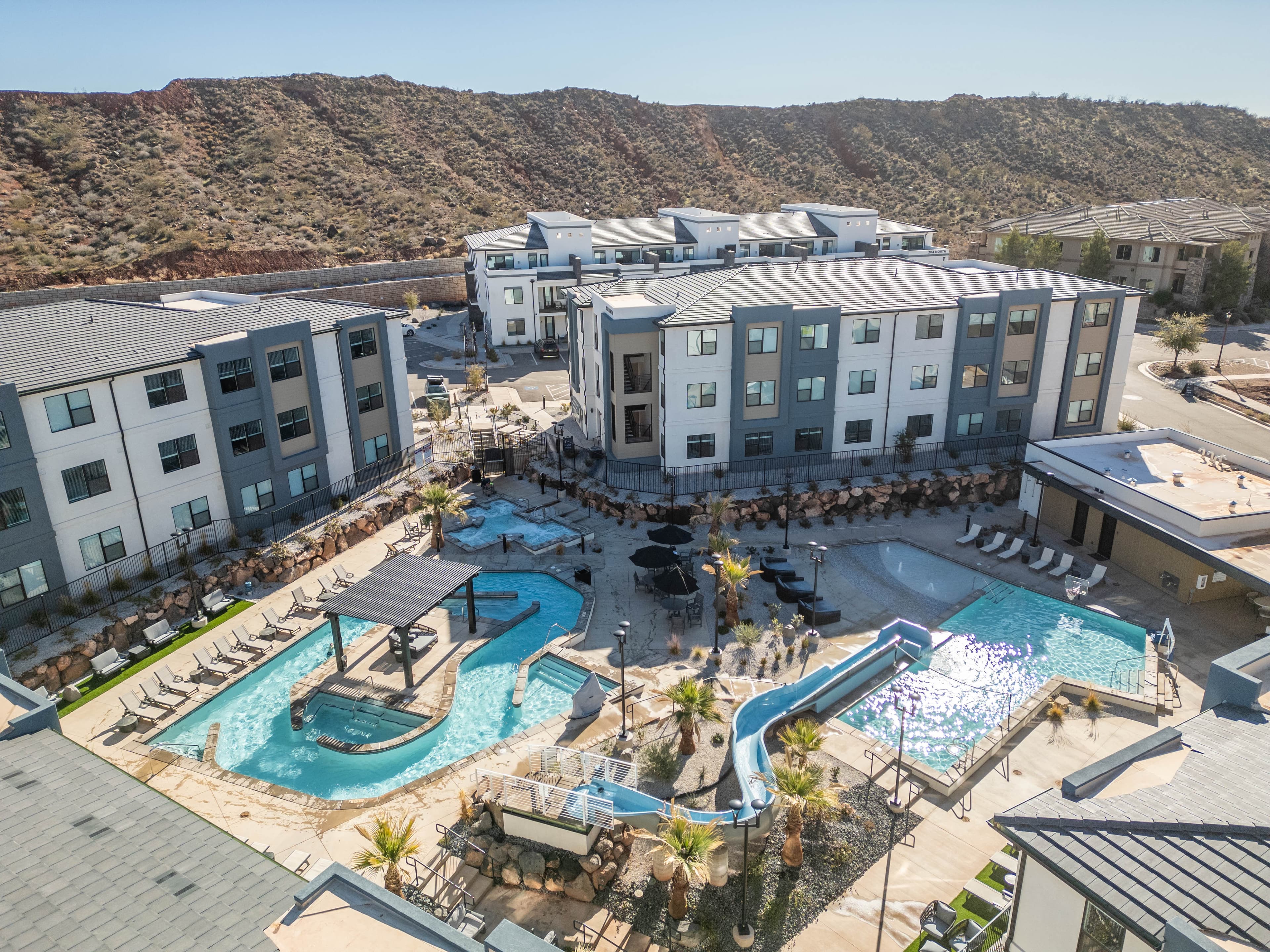 Waterslide and lazy river views
