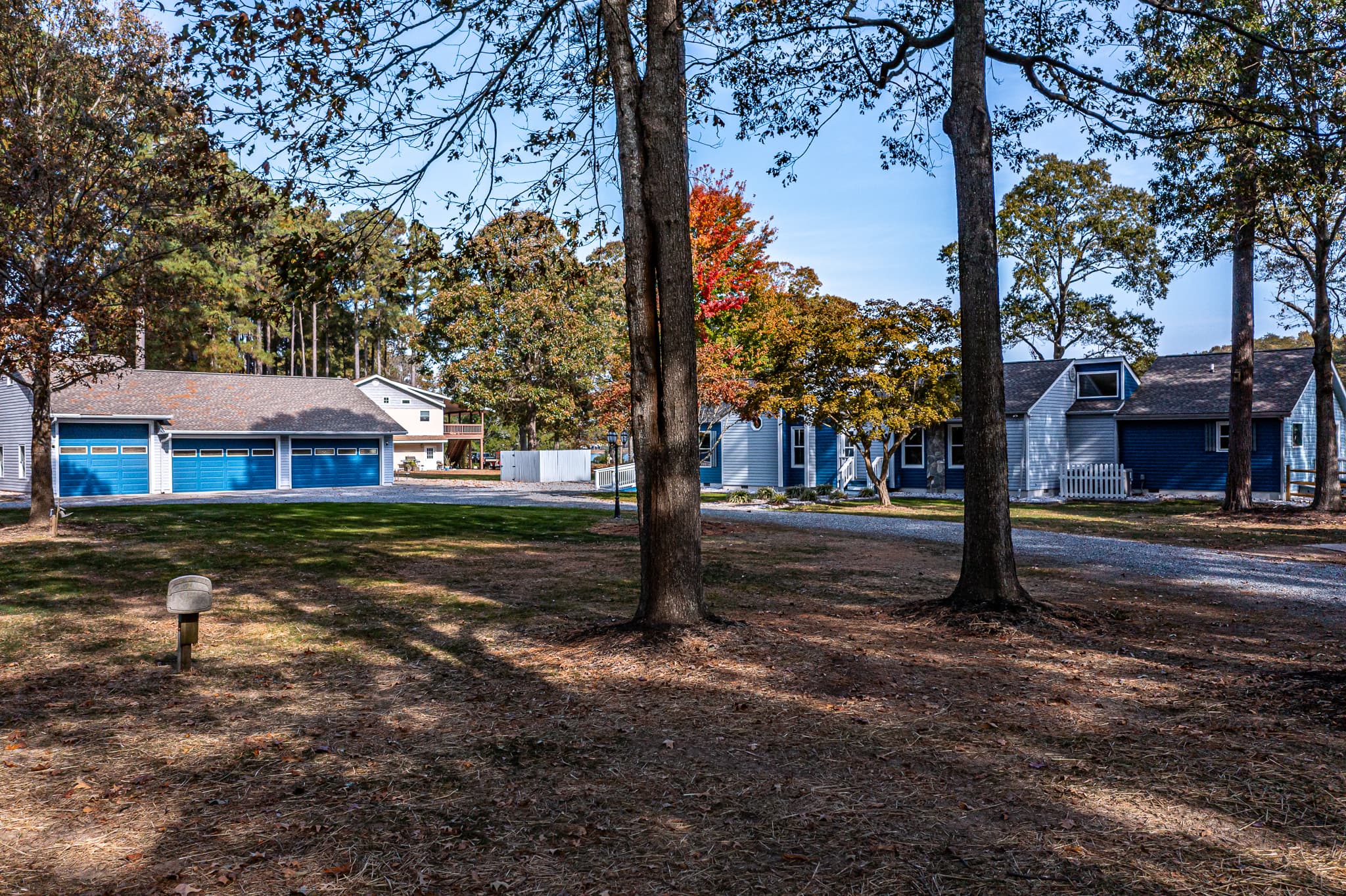 View of home from the street. Large, flat front yard for cornhole or other yard games.