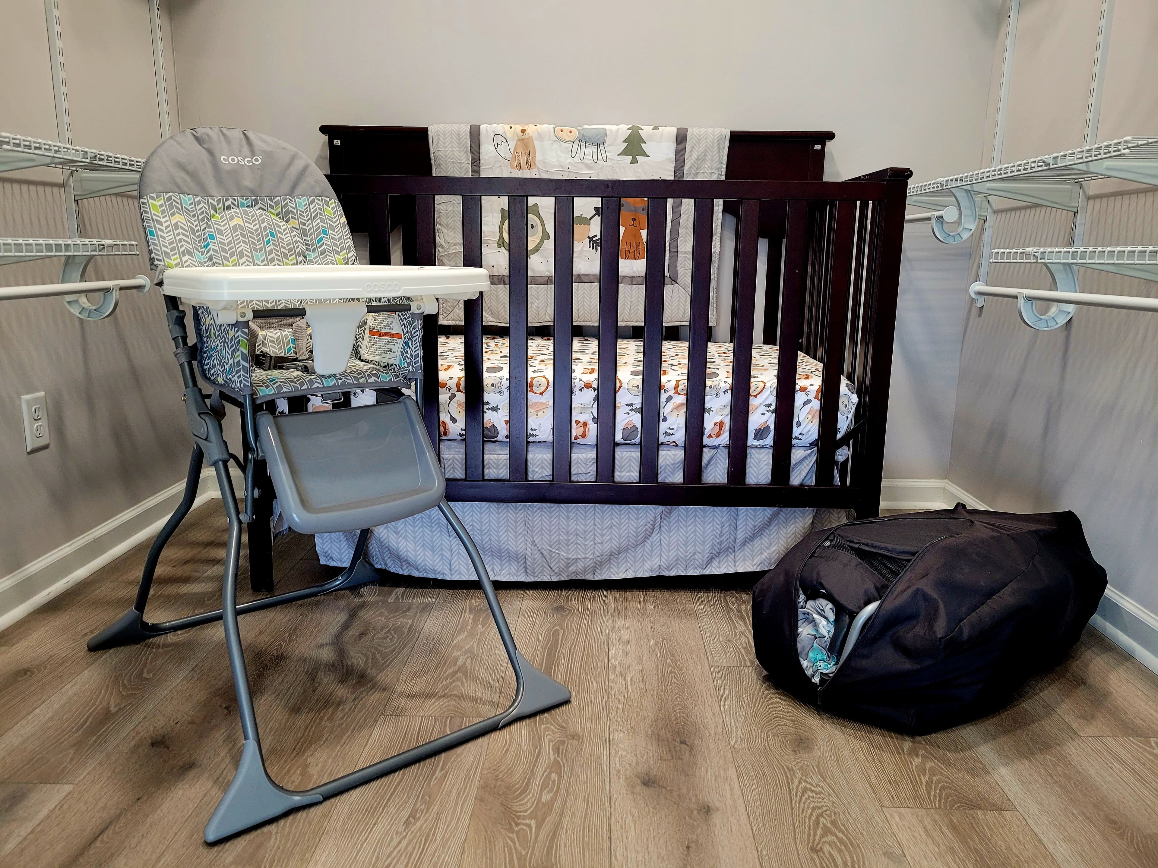 Baby crib, highchair and pack 'n play