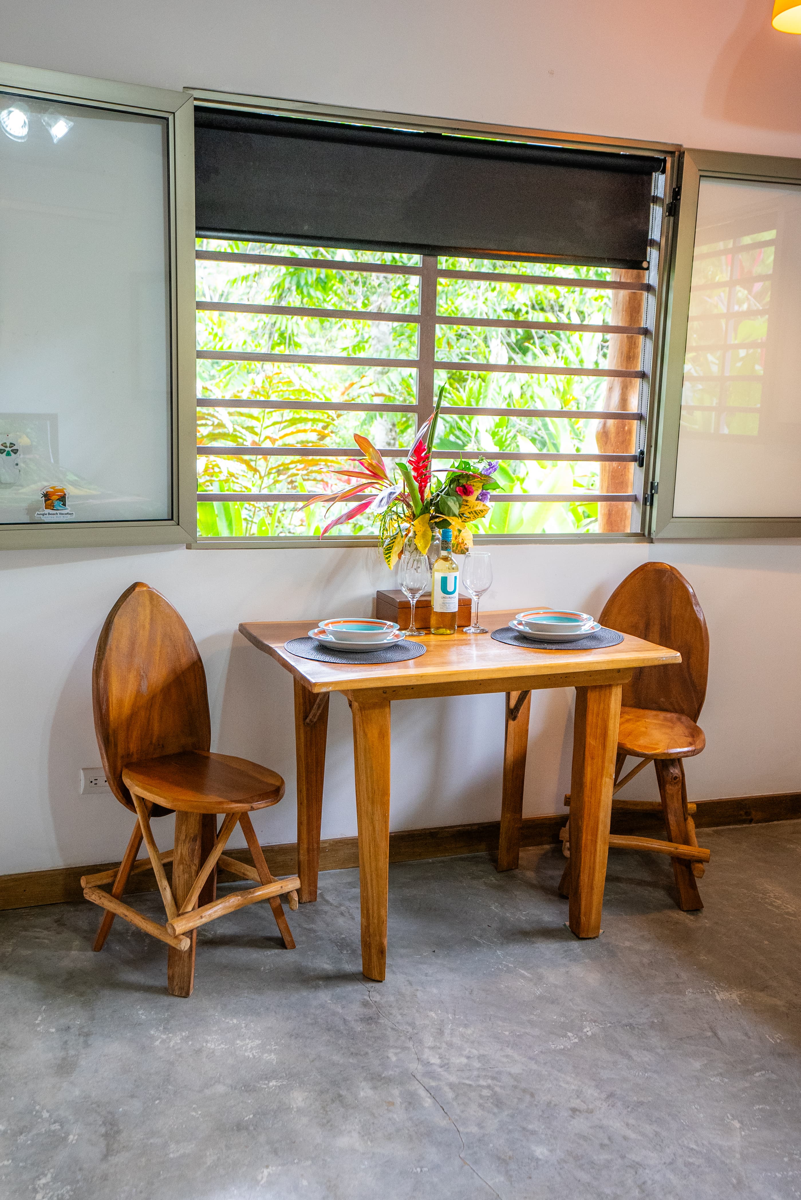 Local hardwood table in our vacation villa