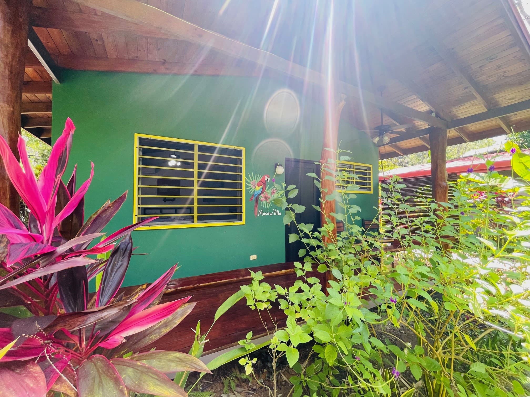 Covered deck at Macaw Villa vacation home