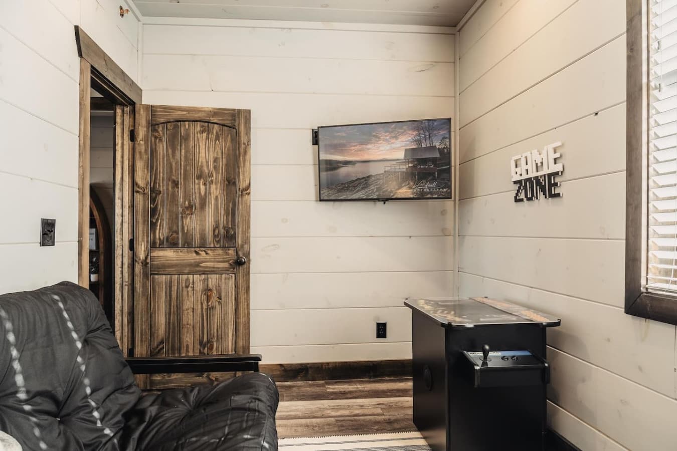Fun arcade table in the bunk bed room