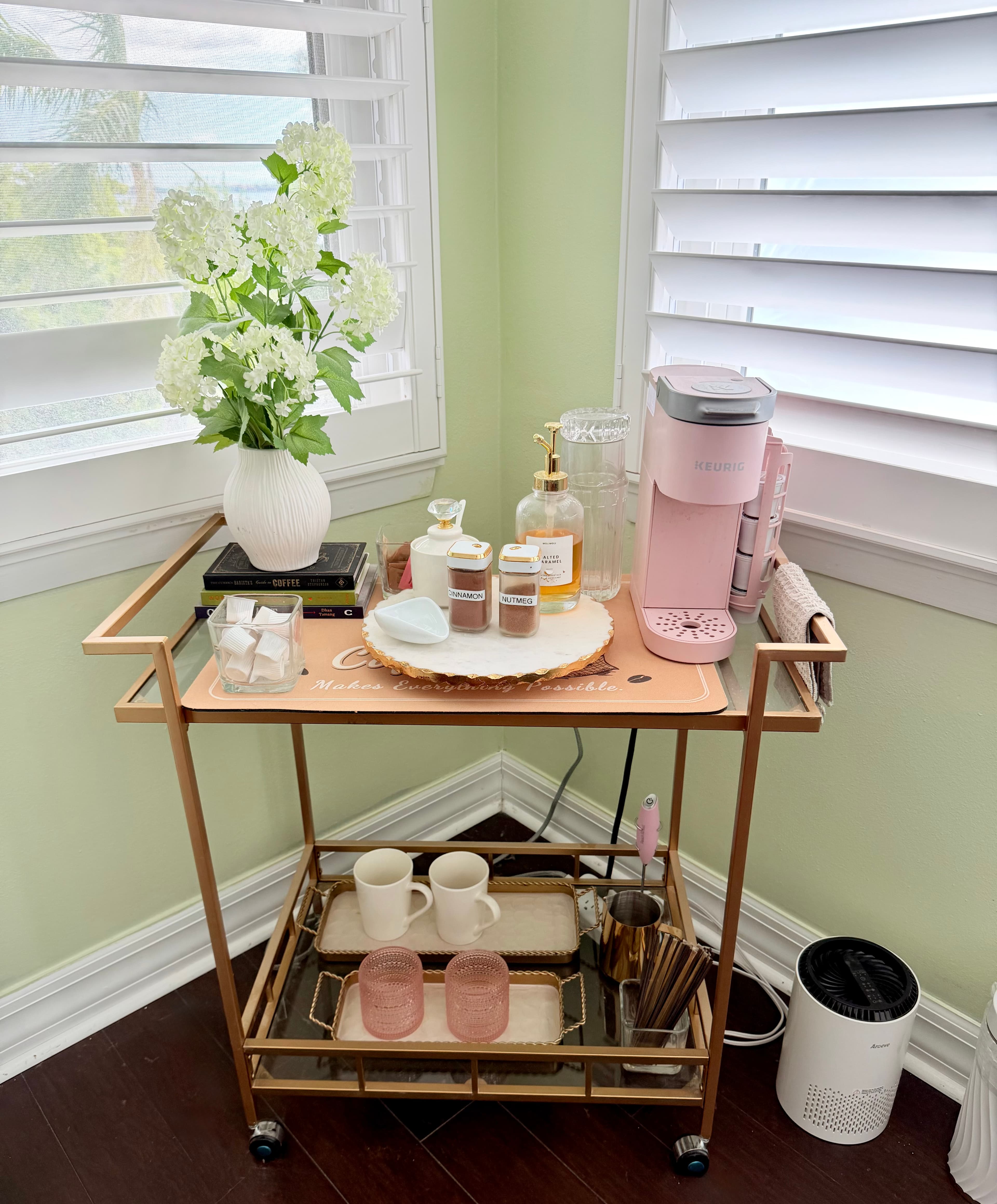Coffee and tea bar in the main bedroom