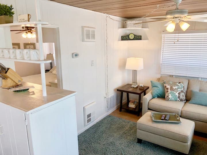 Bedroom is to the left