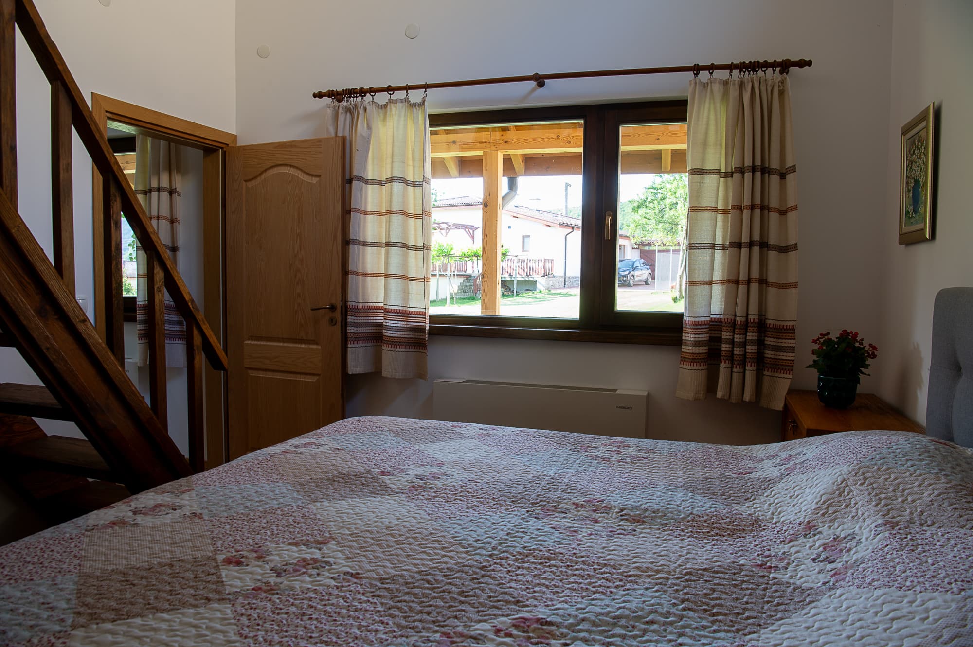 A bedroom with two twin beds or a double