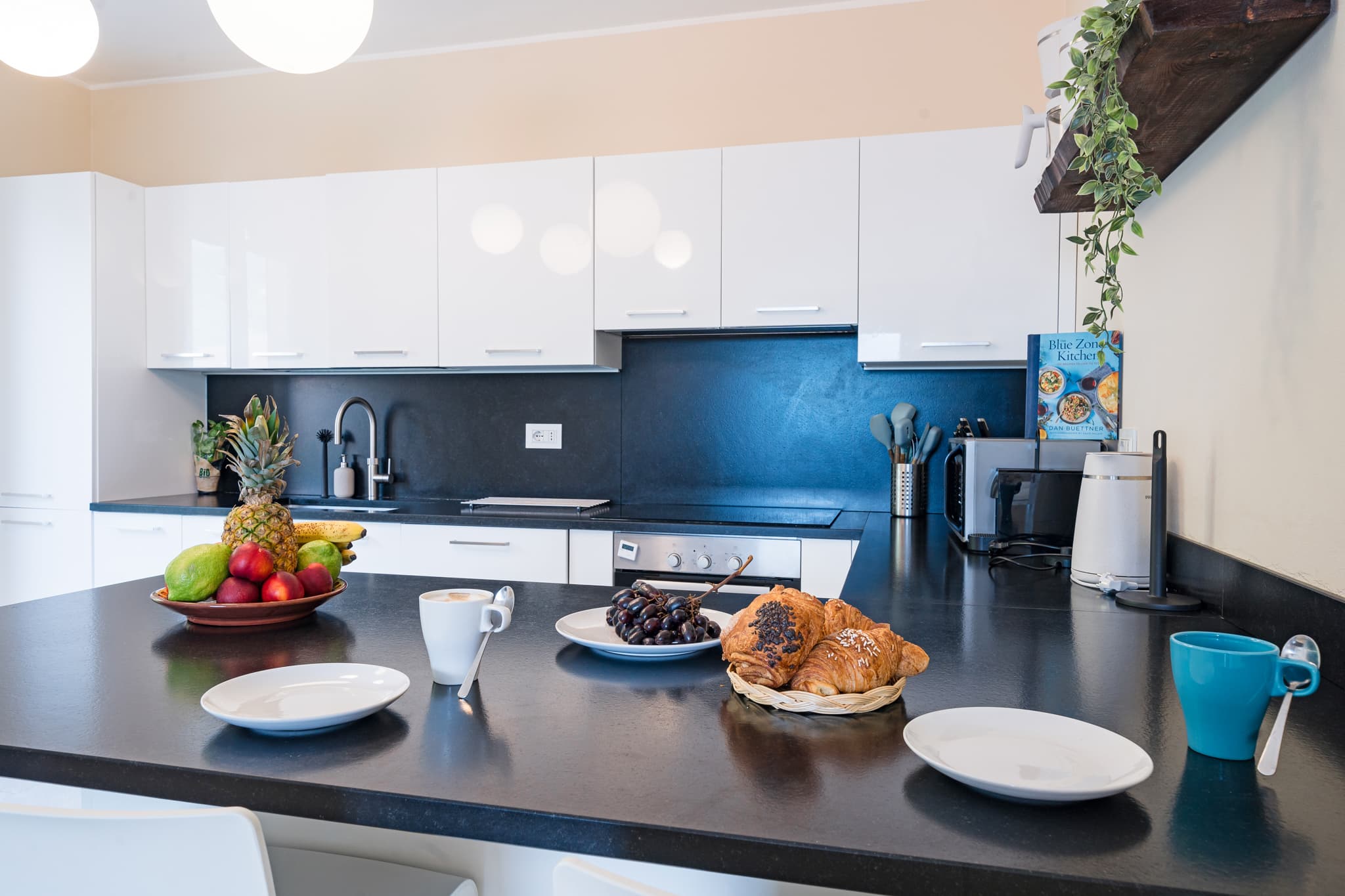 Kitchen with quooker tap and granite worktop