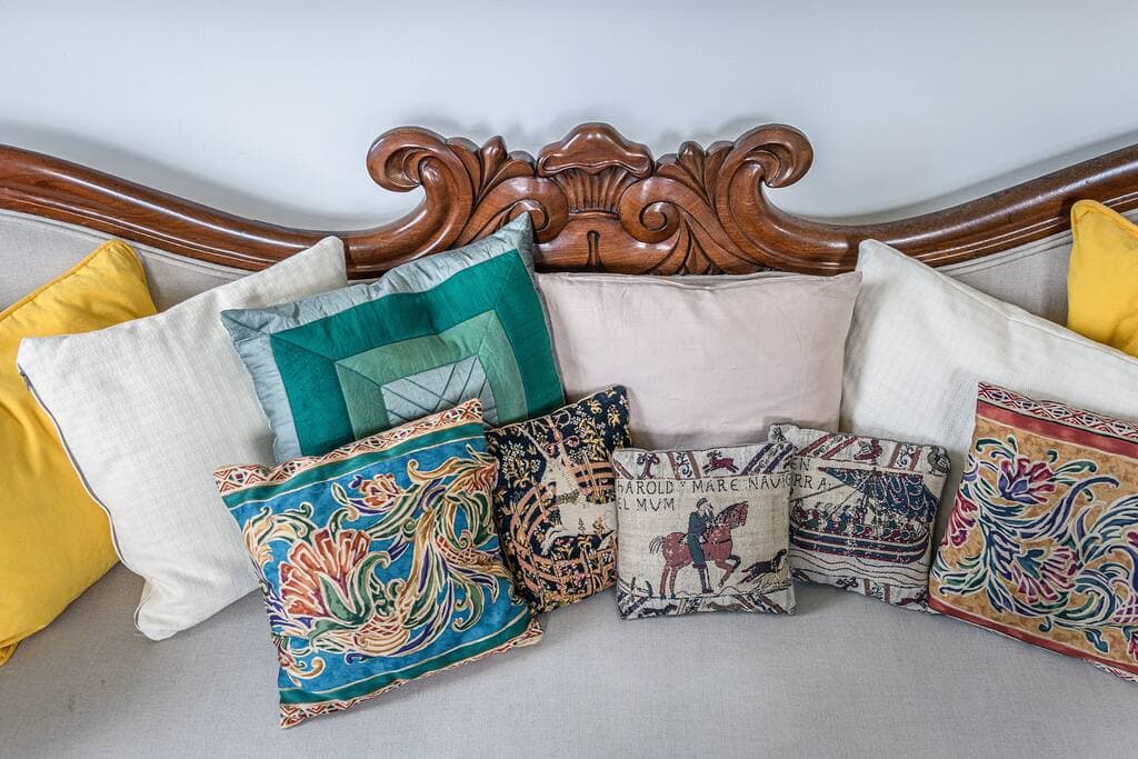 Eclectic cushions in the lounge