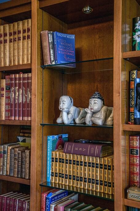 Throughout the house, objects of family history add interest.
