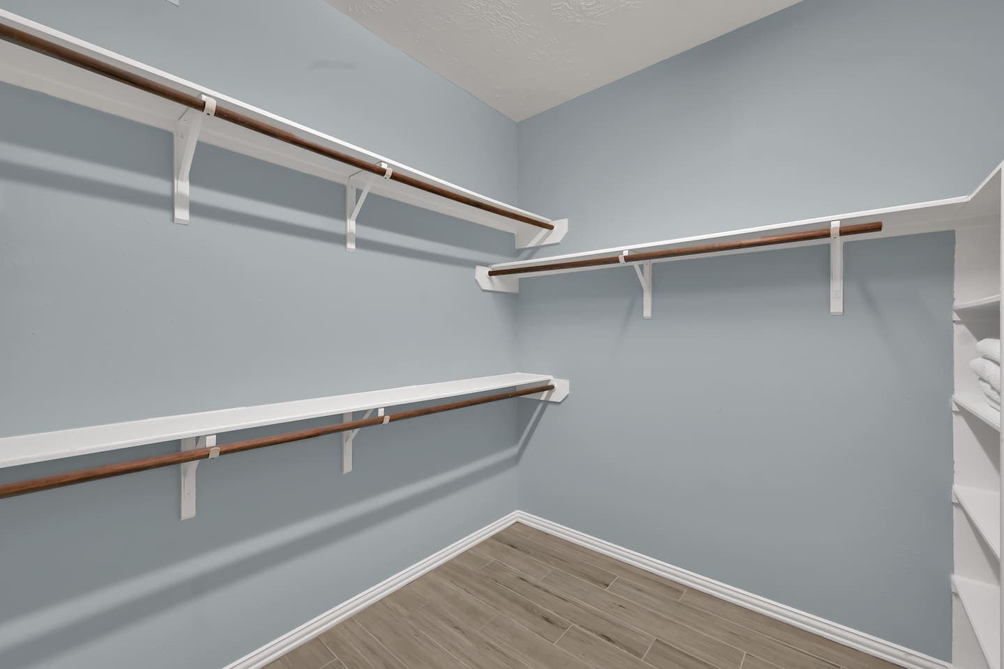 Huge walk-in closet off the master bath with plenty of storage space for longer term stays