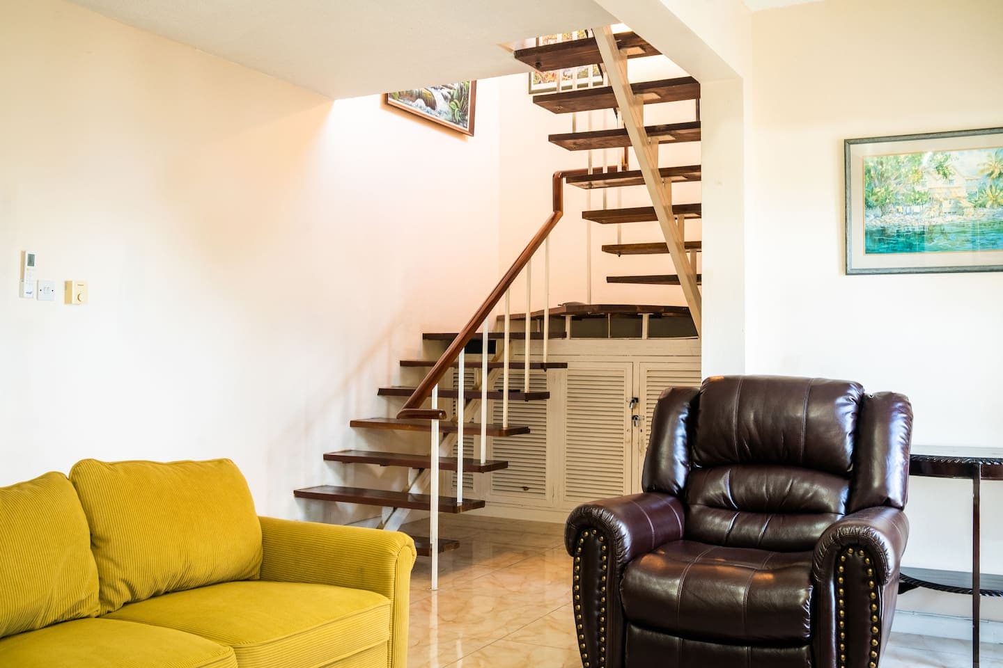 Living space is wide and comfortable for four or to entertain a family. Easy access to housekeeper
