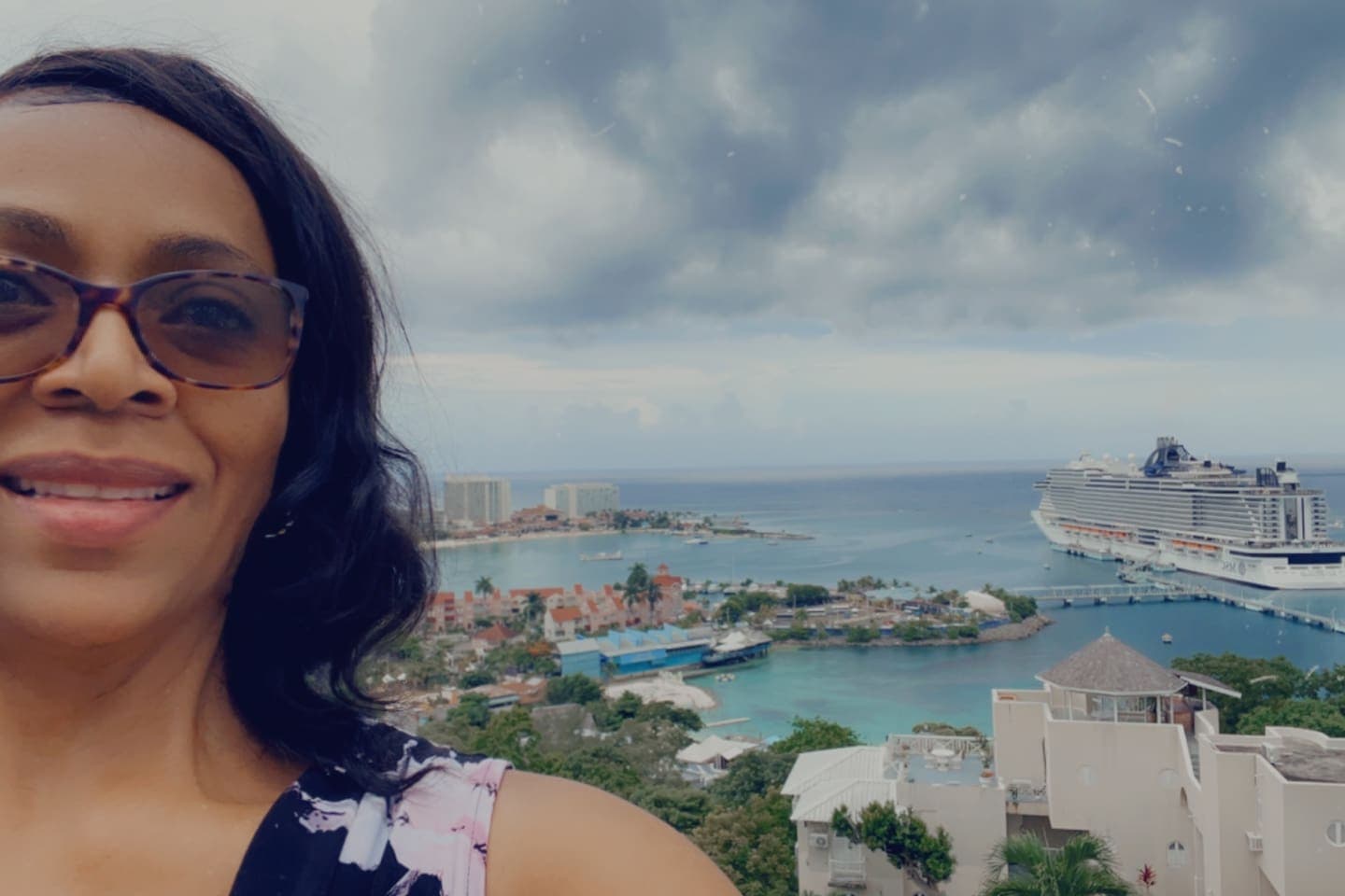 View from the rooftop patio of a ship leaving the Ocho Rios port. The view is amazing!
