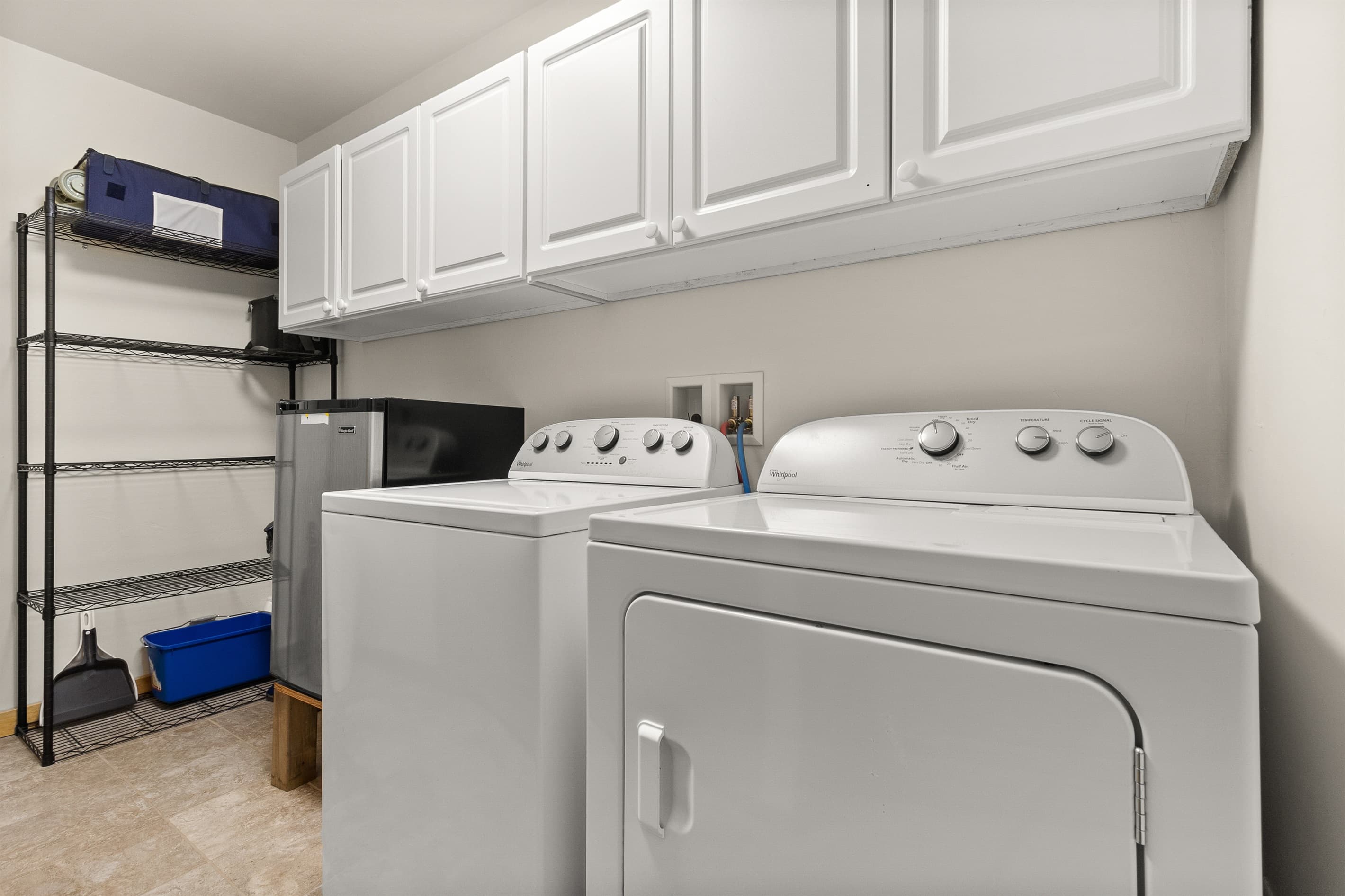 A washer and dryer are provided for your convenience while staying at Sawyer Harbor Retreat.