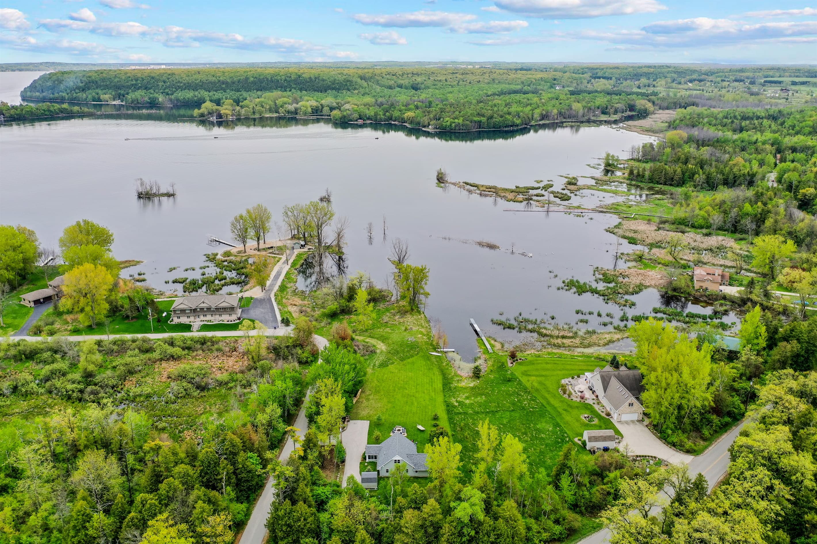 The cottage is situated on south-facing land directly on Sawyer Harbor. You'll see Potawatomi State Park directly across the harbor.