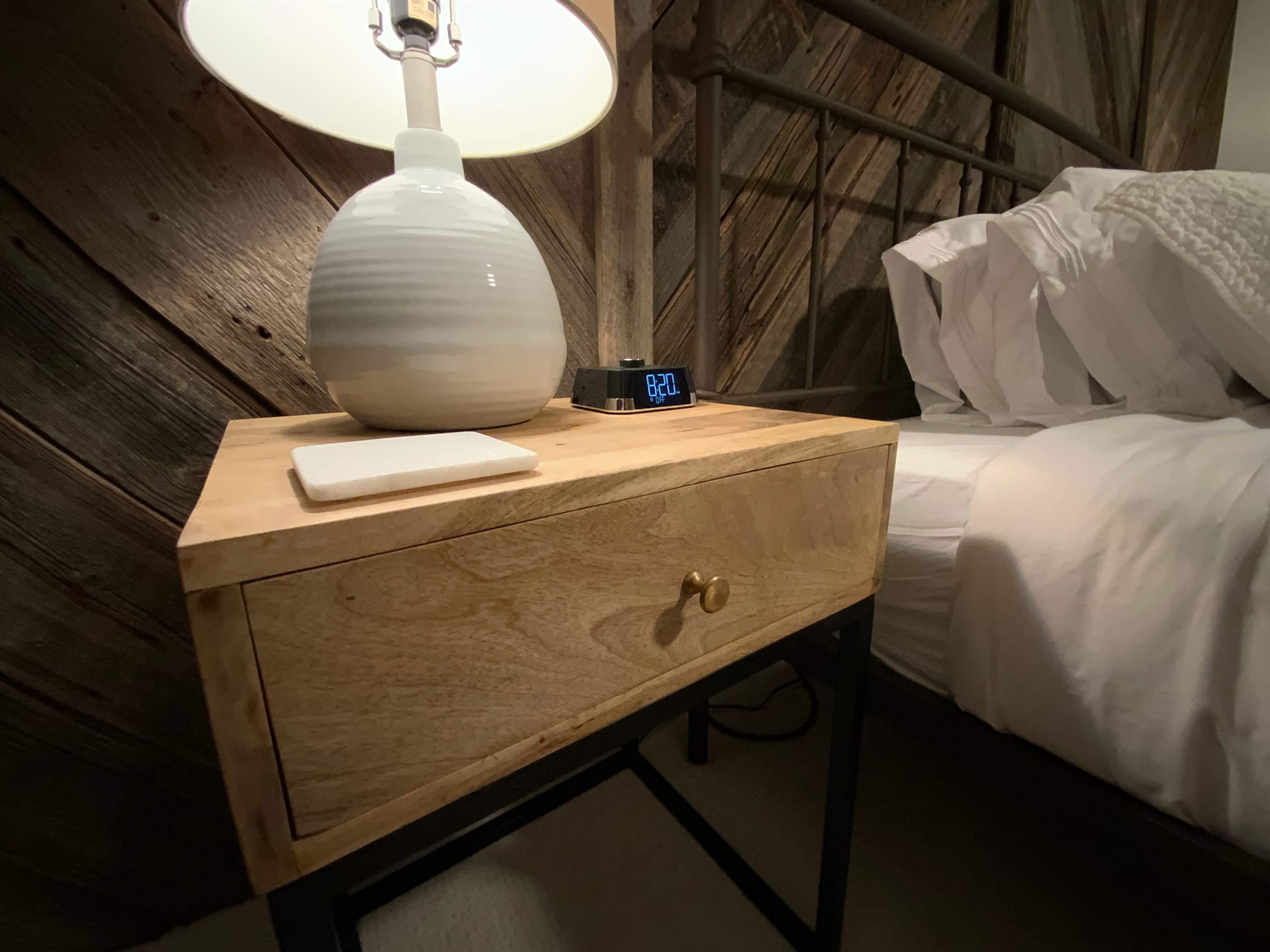 The Master and Guest Bedrooms Feature Reading Lamps and USB Charger Alarm Clocks