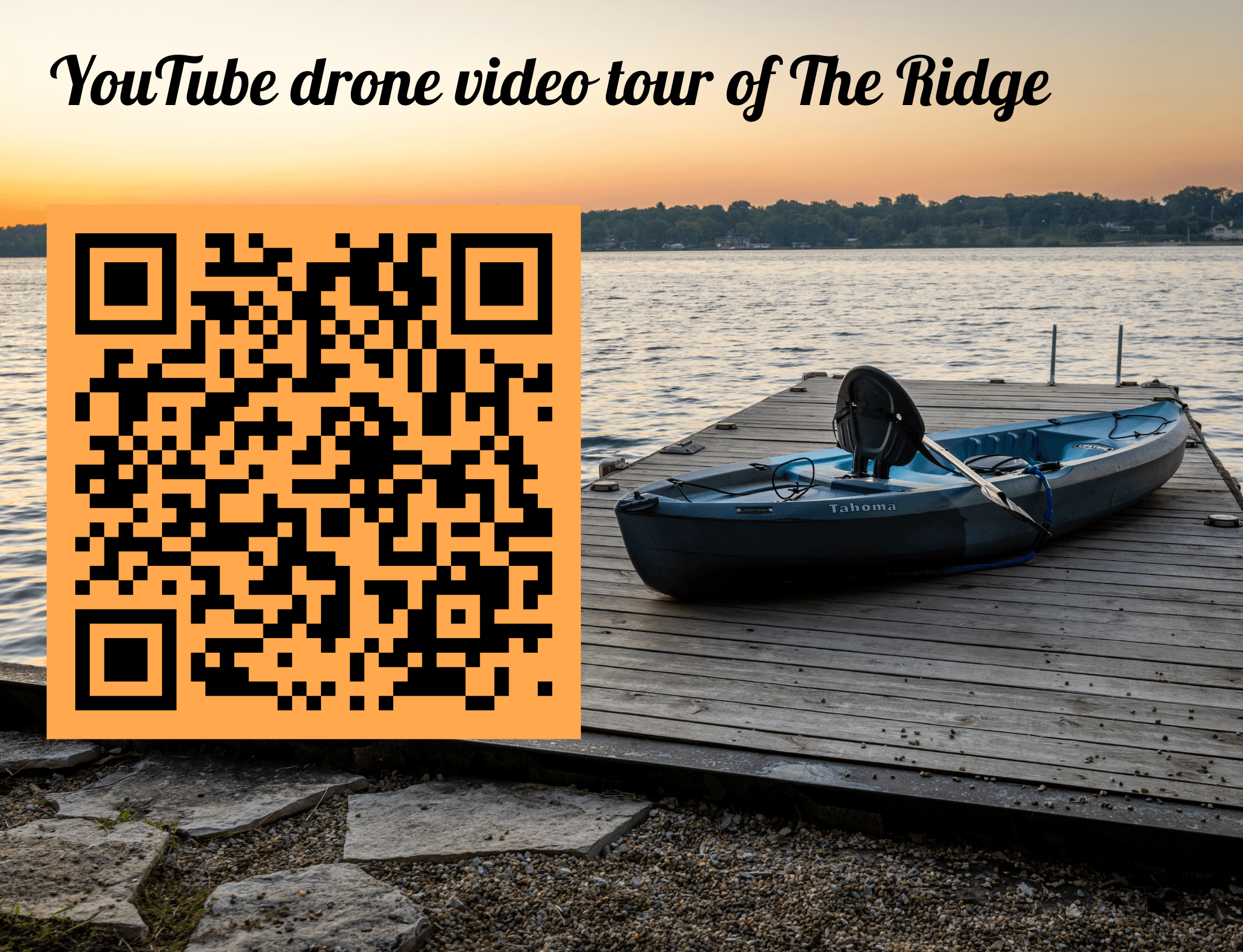 Take a drone fly through of the Ridge by aiming your photo app on your phone at the QR code in this picture.