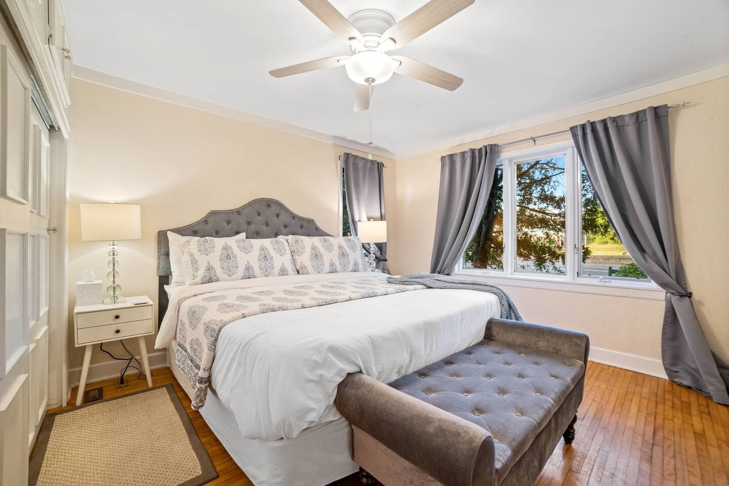 Master on the main level with luxury linens and foam topper.