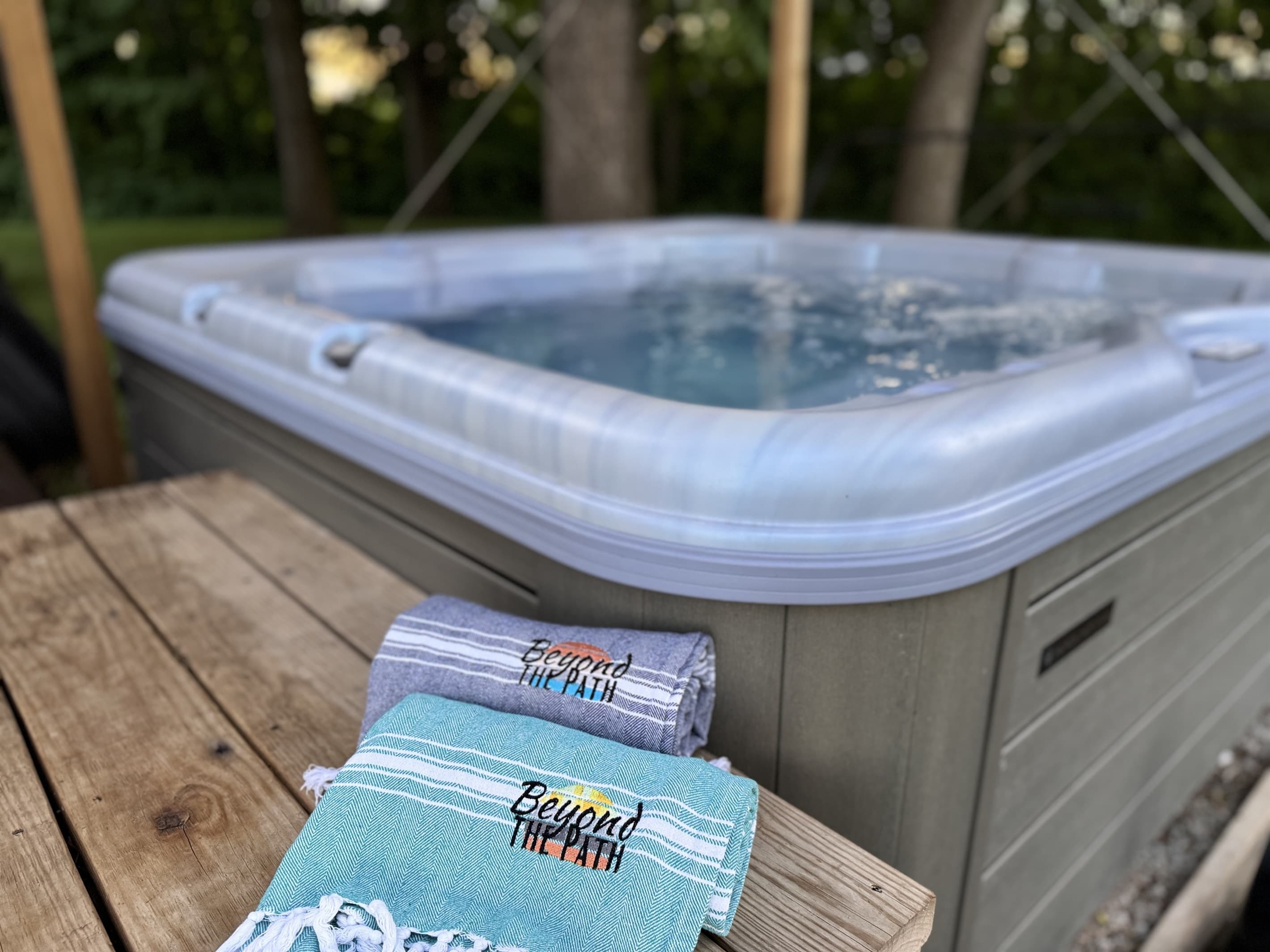 Hot tub towels provided