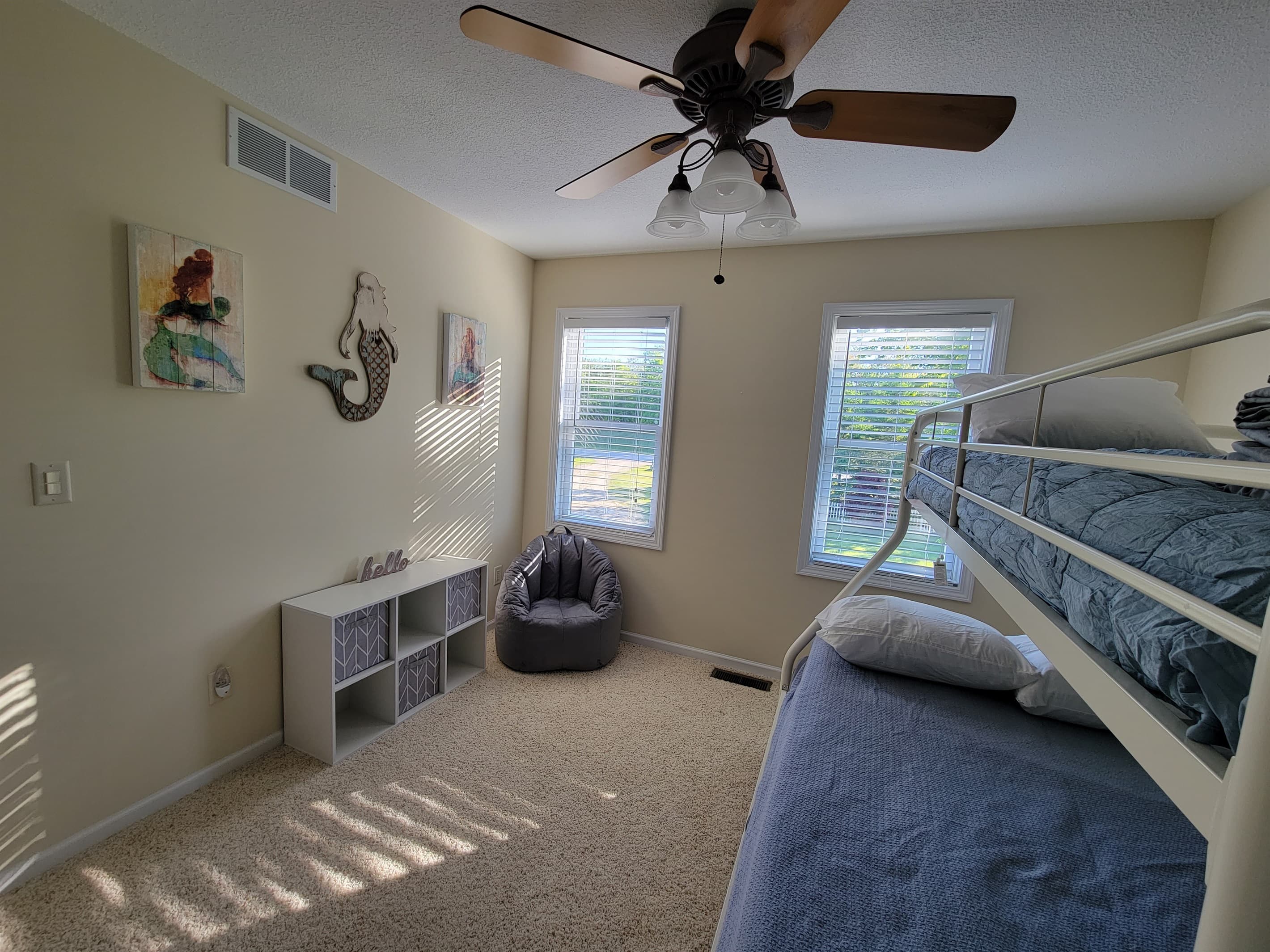 Kids bunk room 2- Top bunks will have the clean bedding folded and laid on top