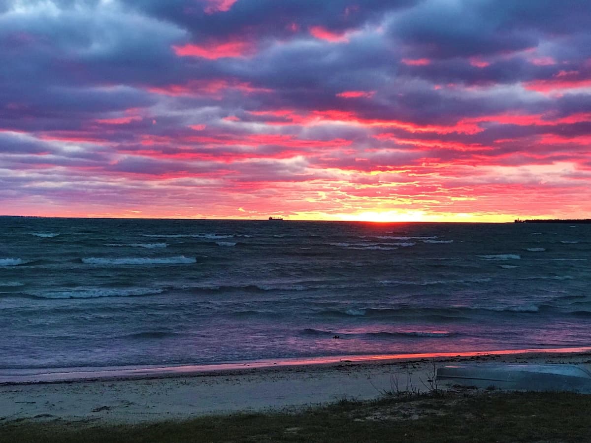 Freighter at Sunset