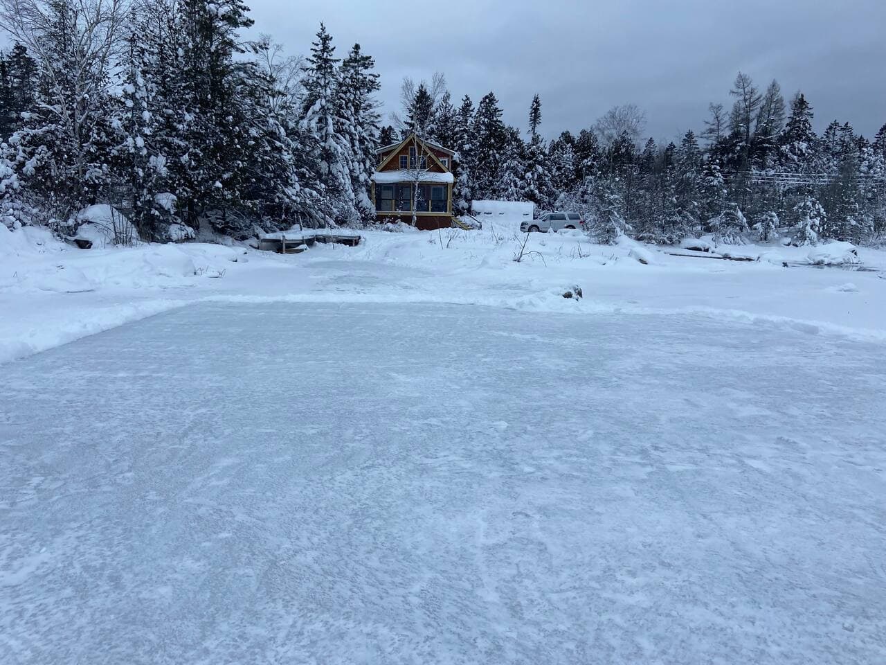 Ice fishing right from the house!