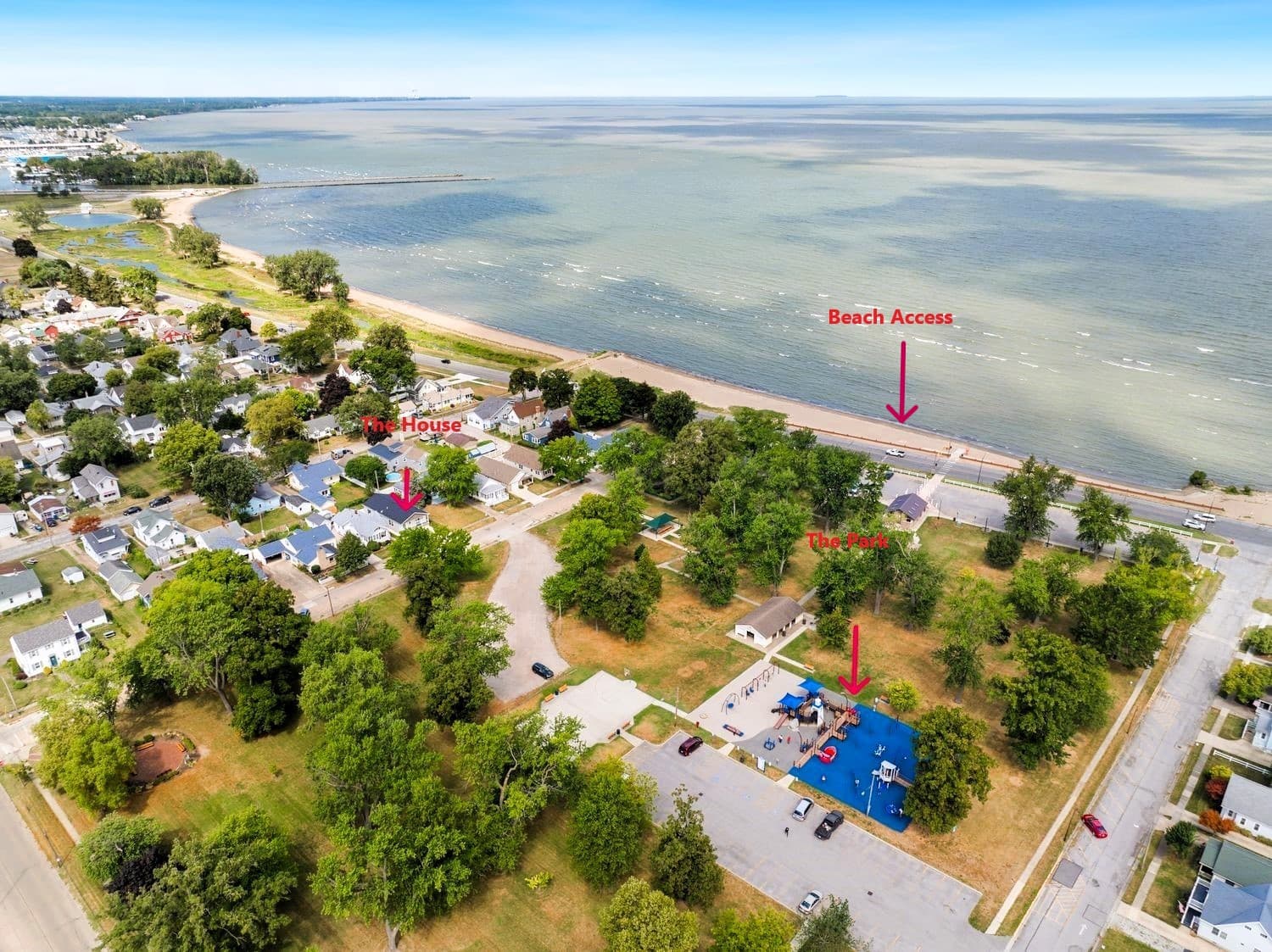 Park in eye view along with great beach access and crossing signal