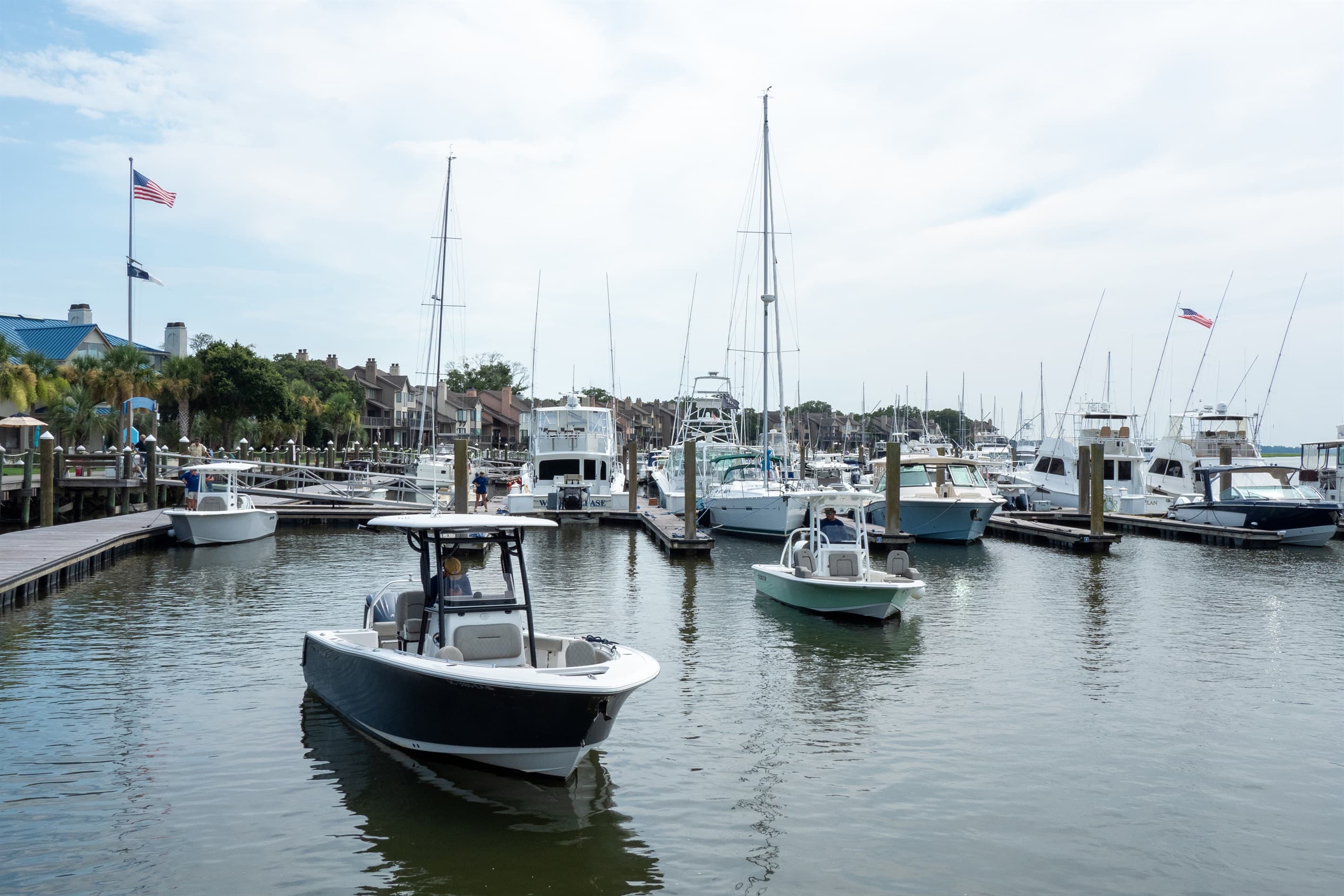 Boats drifting in the marina for a classic coastal vibe.