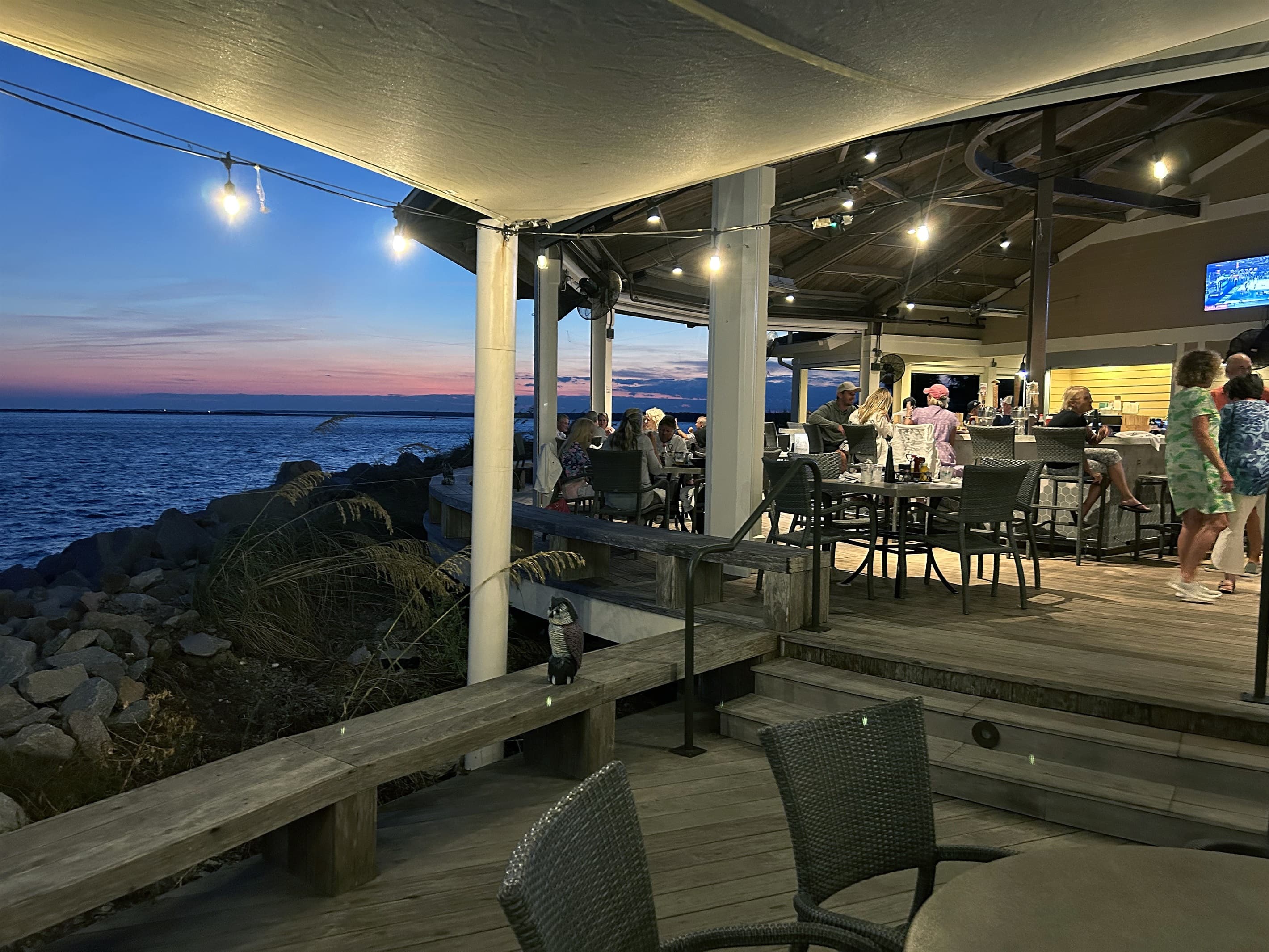 Savor seaside dining steps from the shore.