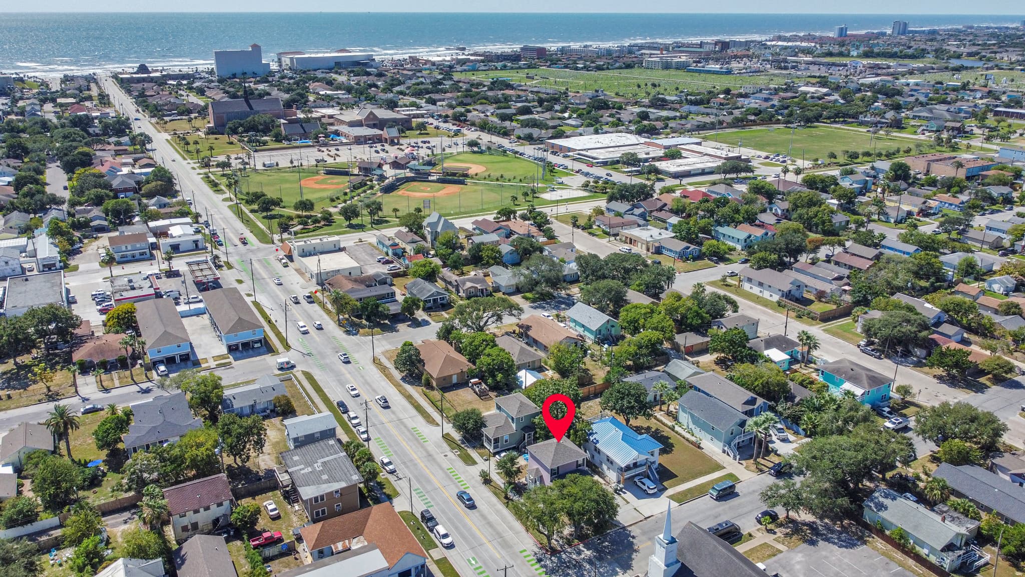 Summer Bliss (pinned) in the heart of Galveston — the Seawall and beach are just blocks away, and everything the island offers is within 10 minutes.