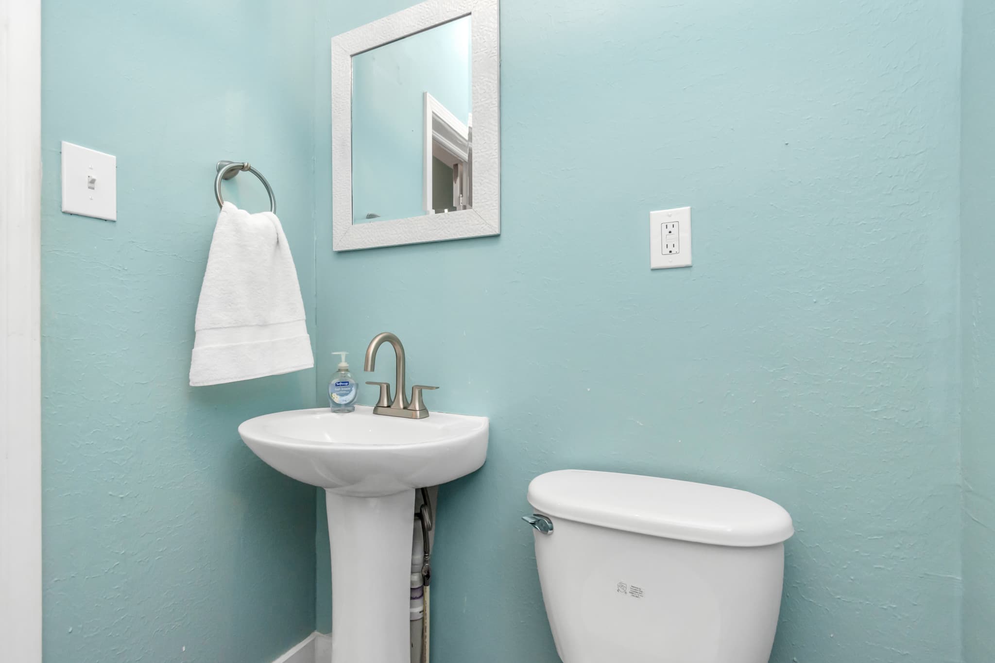 Need to have everyone in the full bath with this half bath that is available for your stay.