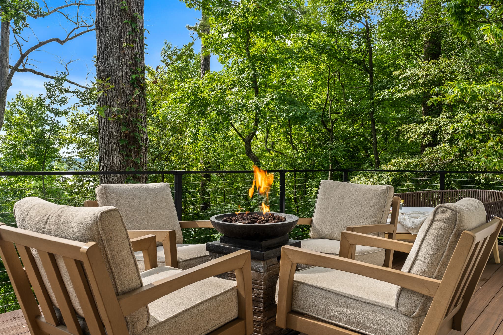 Firepit with lake views