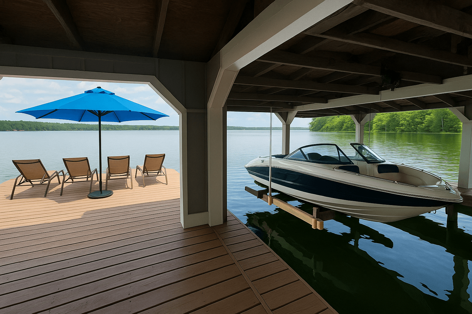 Relax in the sun at the dock; Moor your own boat (boat not included).