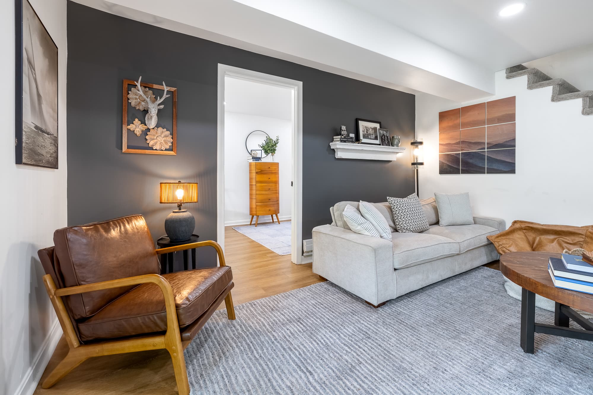 Downstairs game room for laid-back fun nights