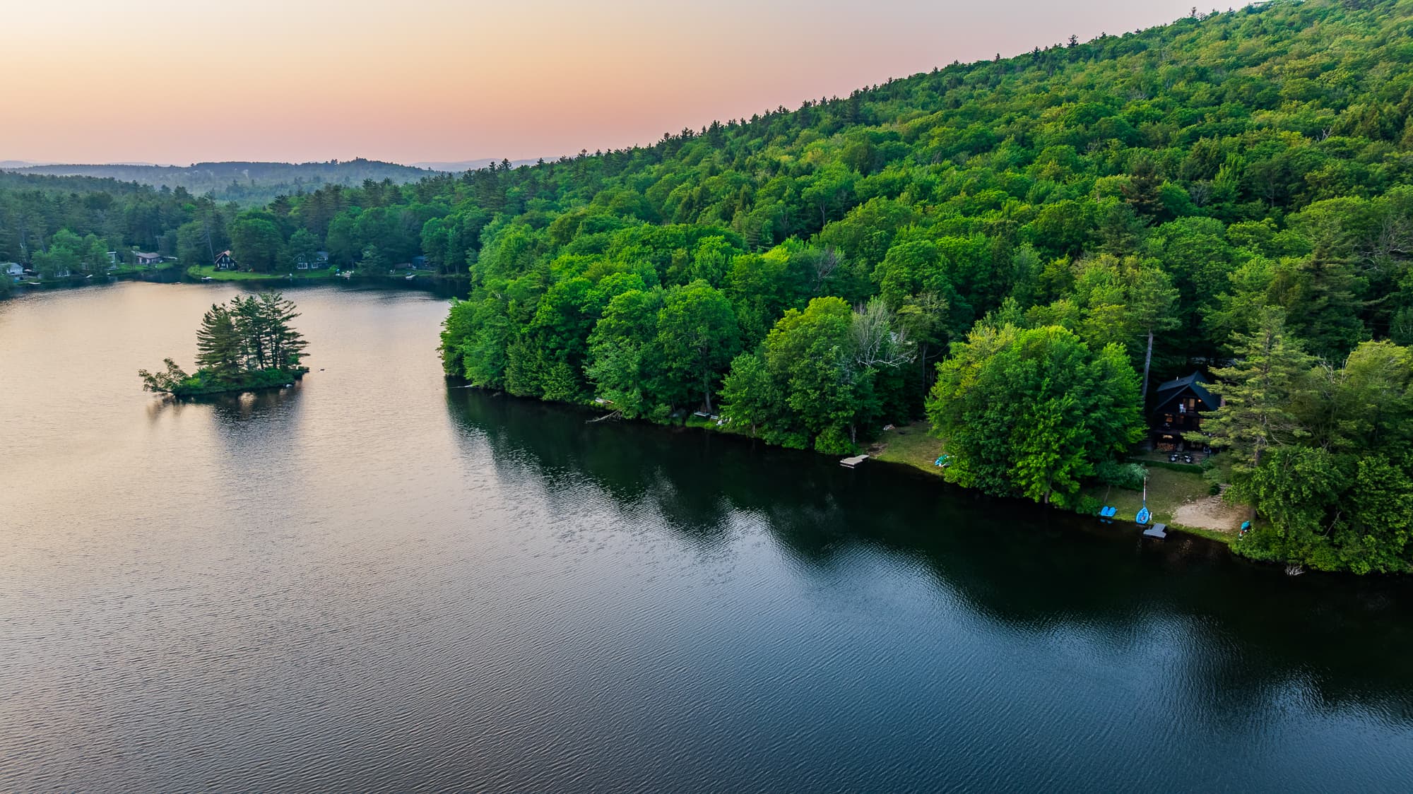 Peaceful lake panorama perfect for sunset watching