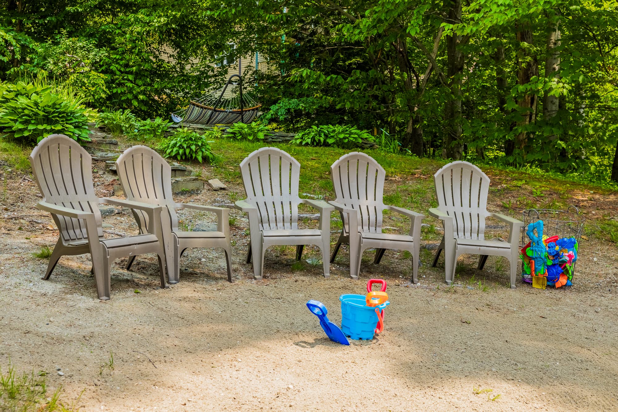 Sandy beach area w/ seating for relaxed lake days