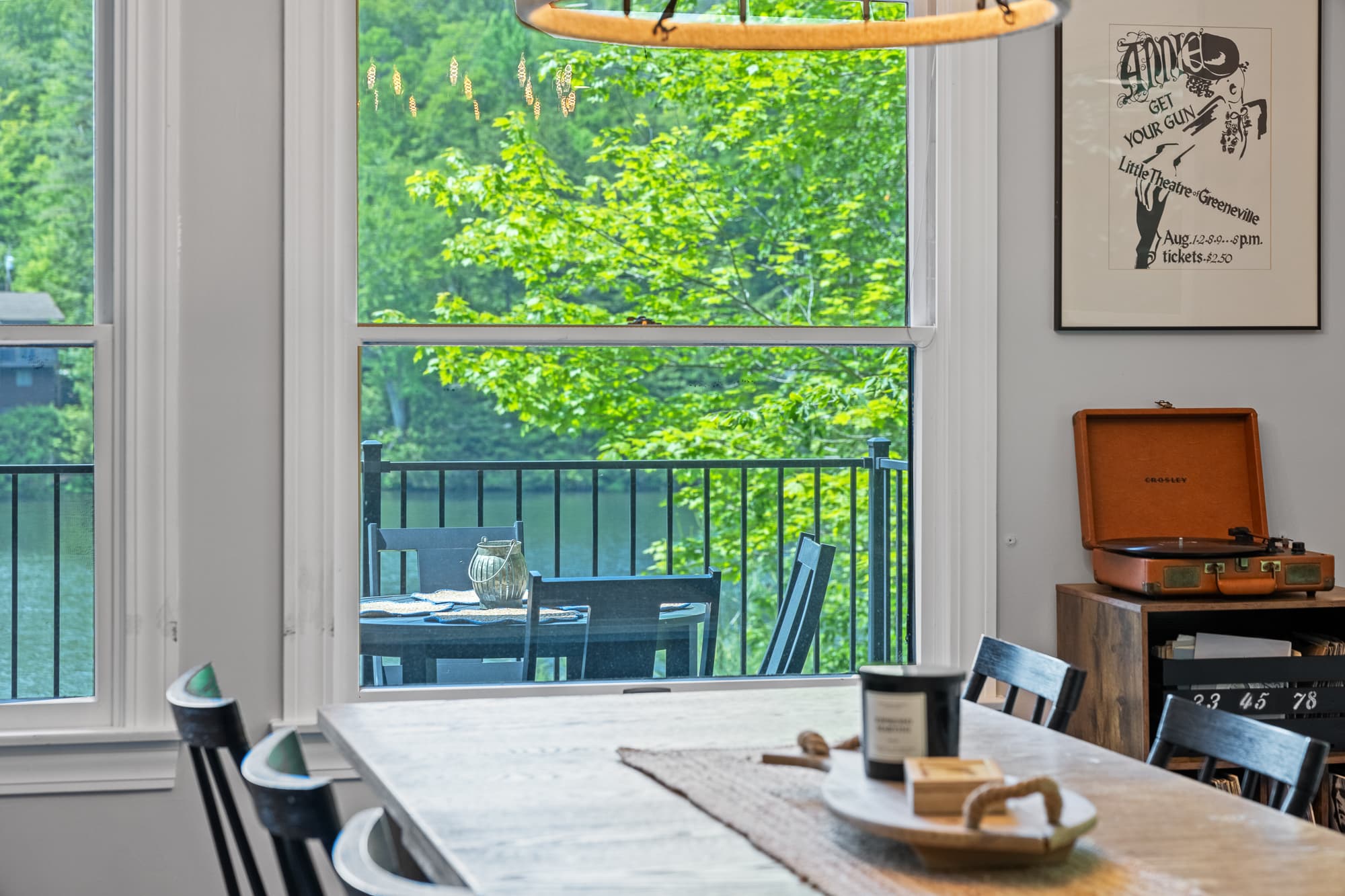 Dining area surrounded by leafy green views