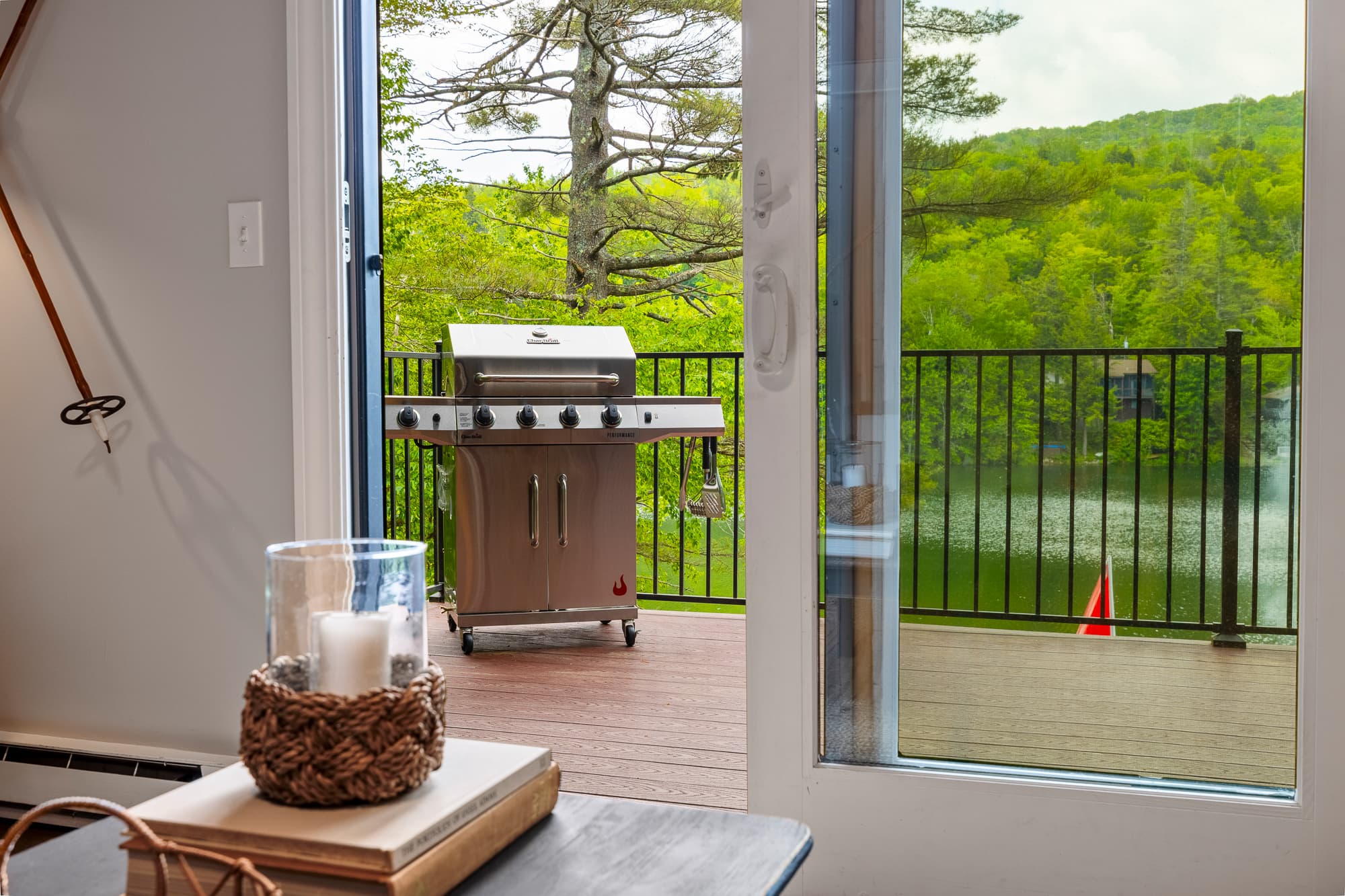 Deck grill station overlooking the green yard