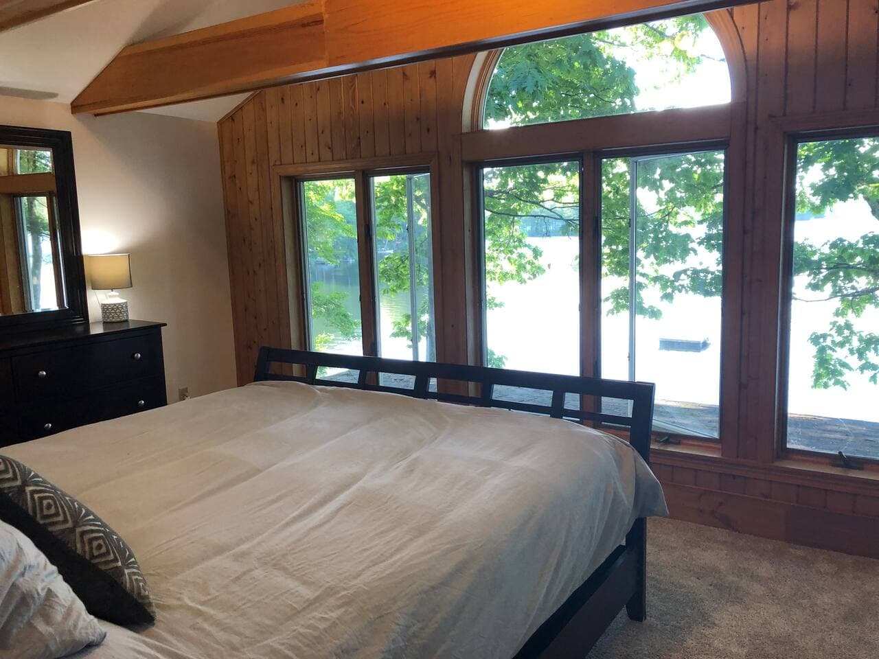 View from master bedroom in main house (best view of the lake, in my opinion)