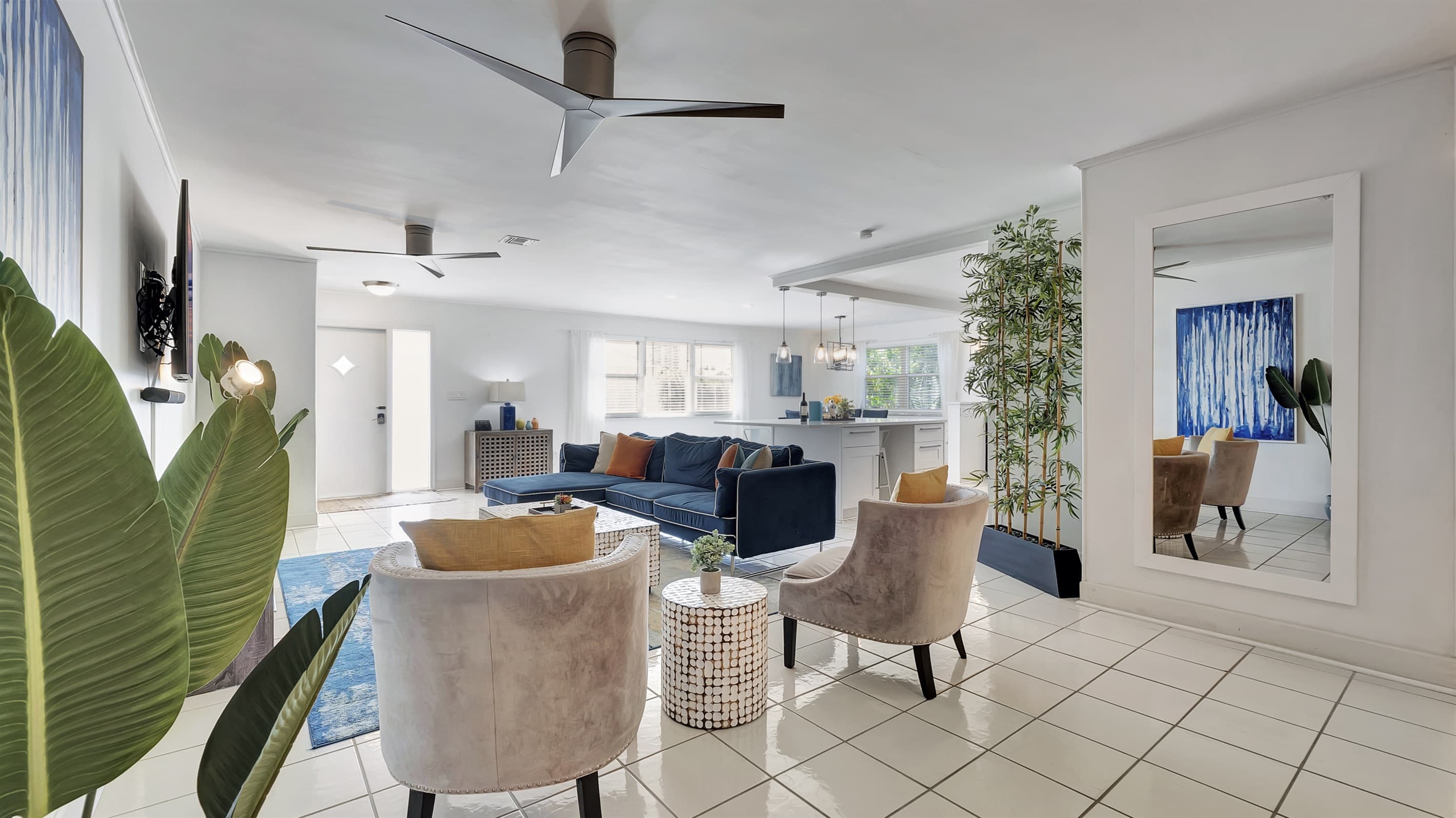 The ceiling fans will keep the cool air circulating