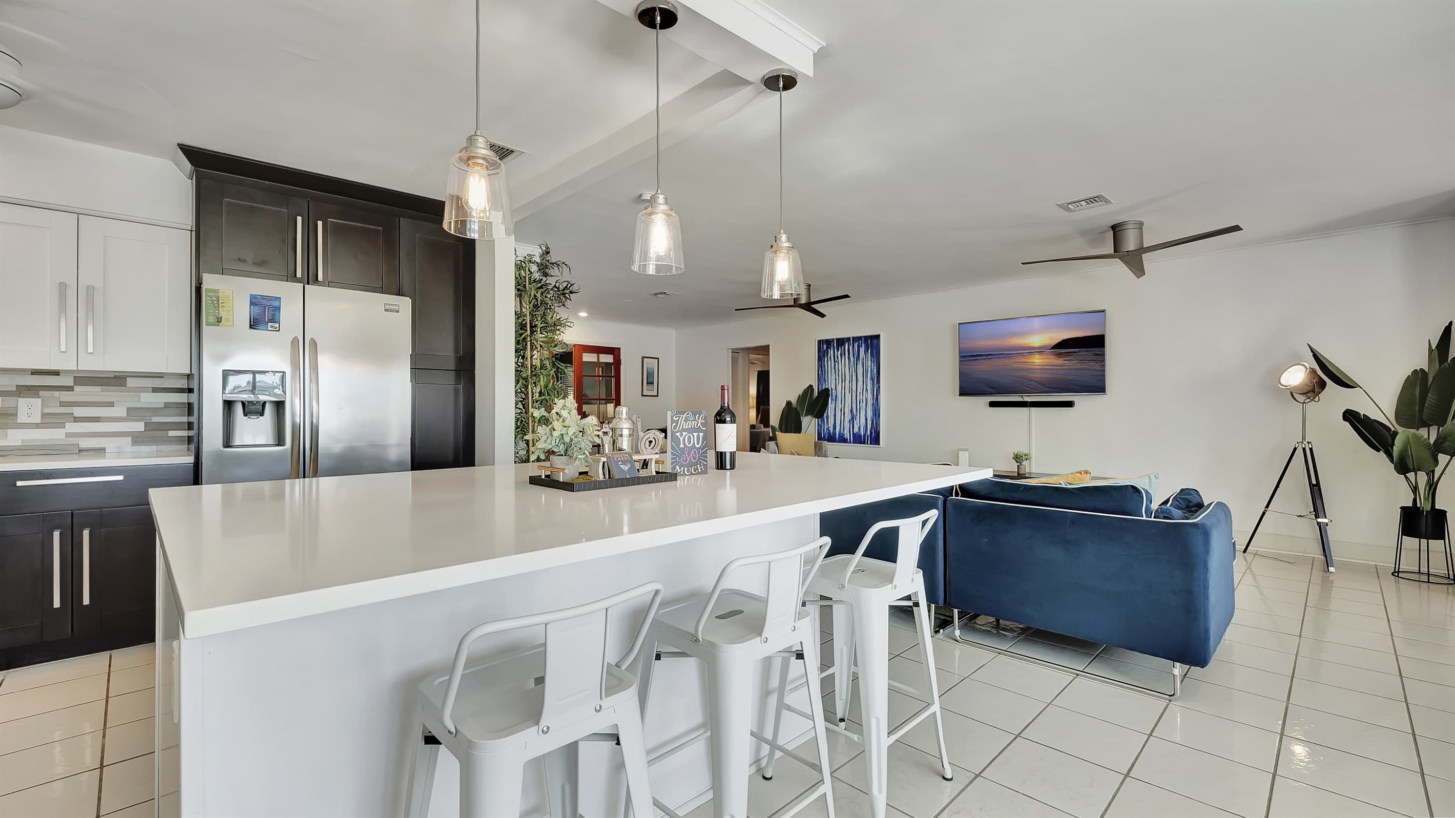 Take it easy in the morning on the kitchen island