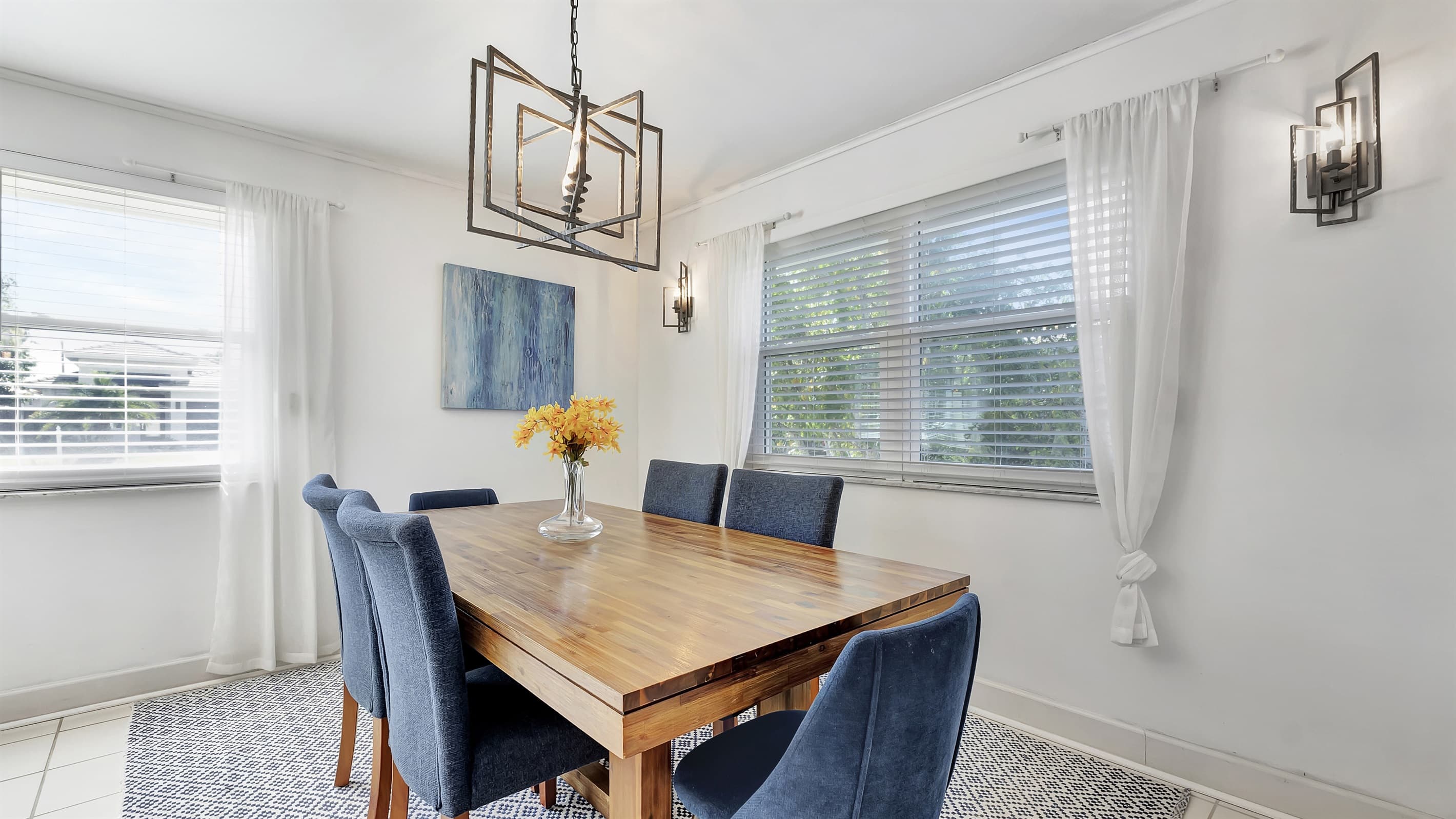 Dining table with seating for 8