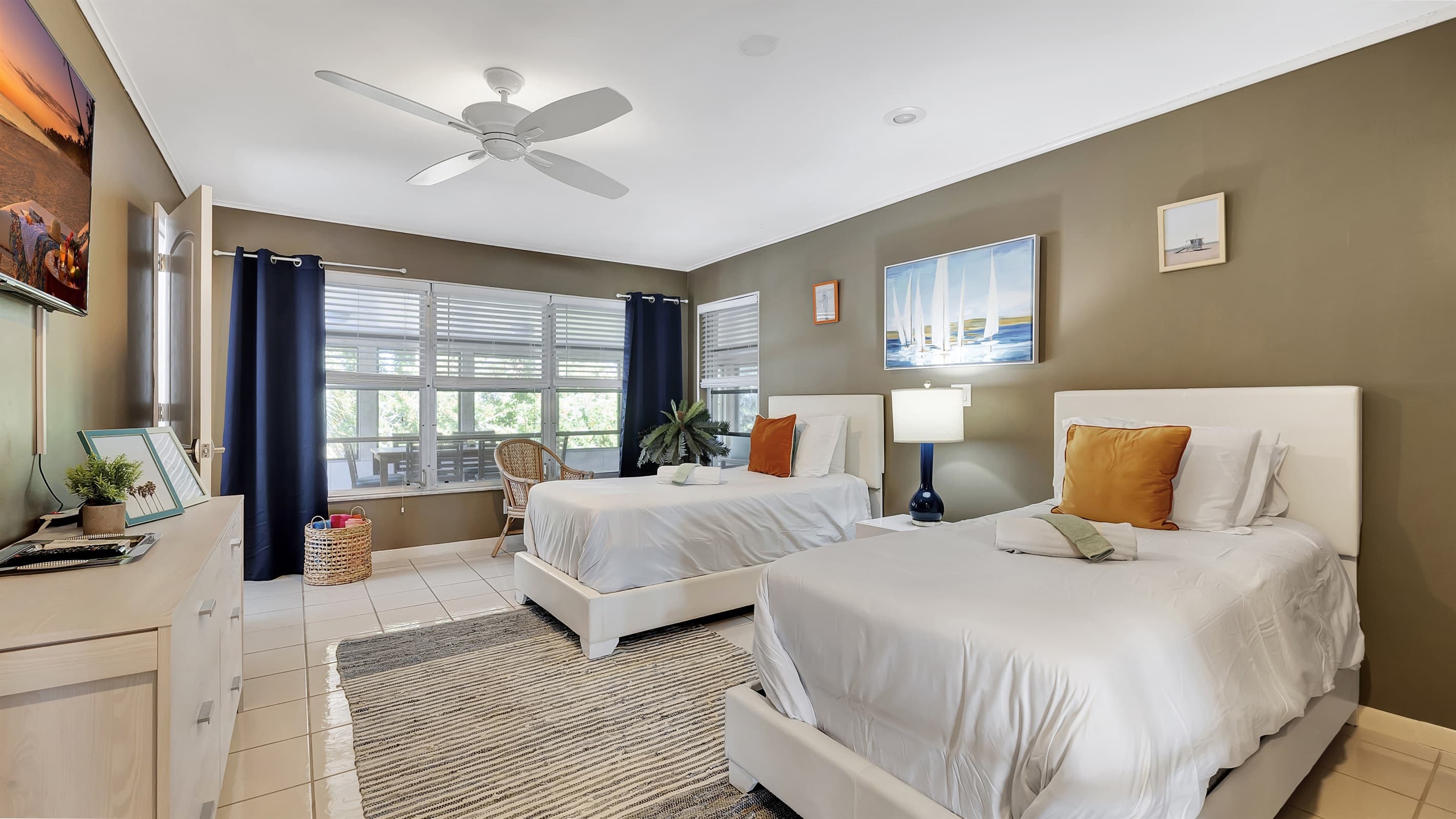 Twin room bathed in natural light