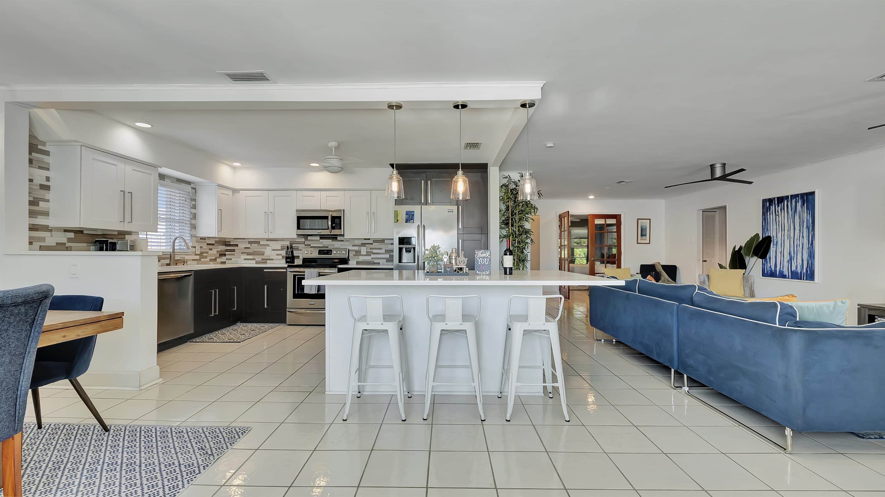 The living area with open-plan layout