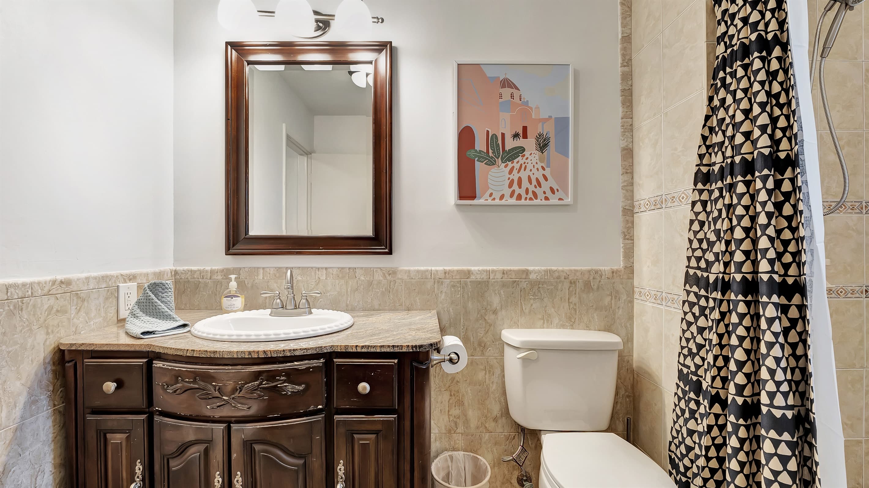 One of the two full bathrooms
