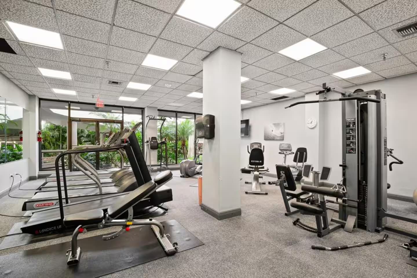 The gym is located on the first floor of the building.