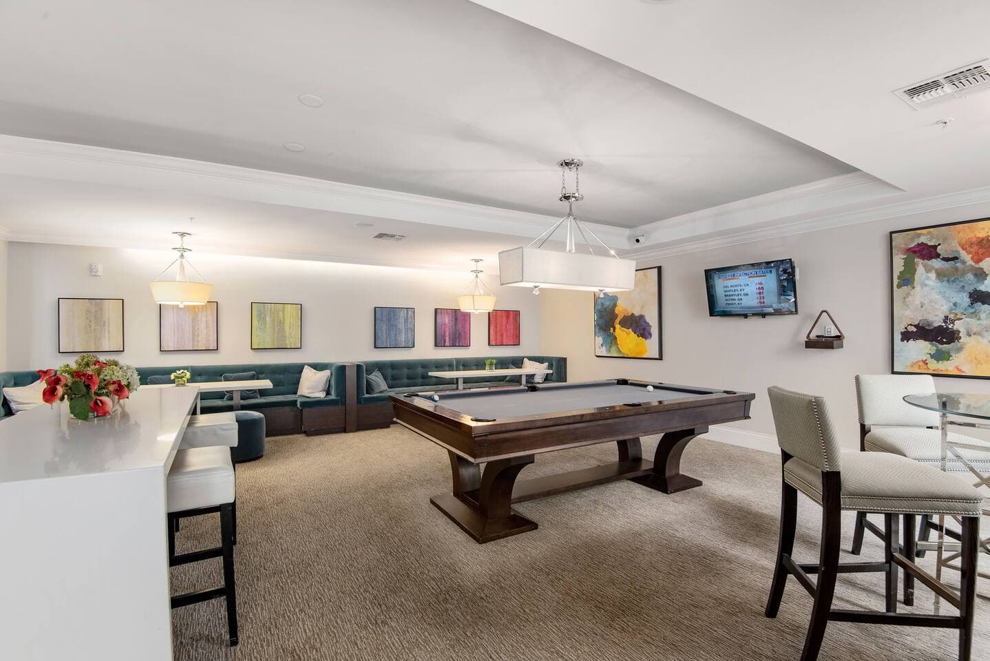 Play billiards in the community lounge.