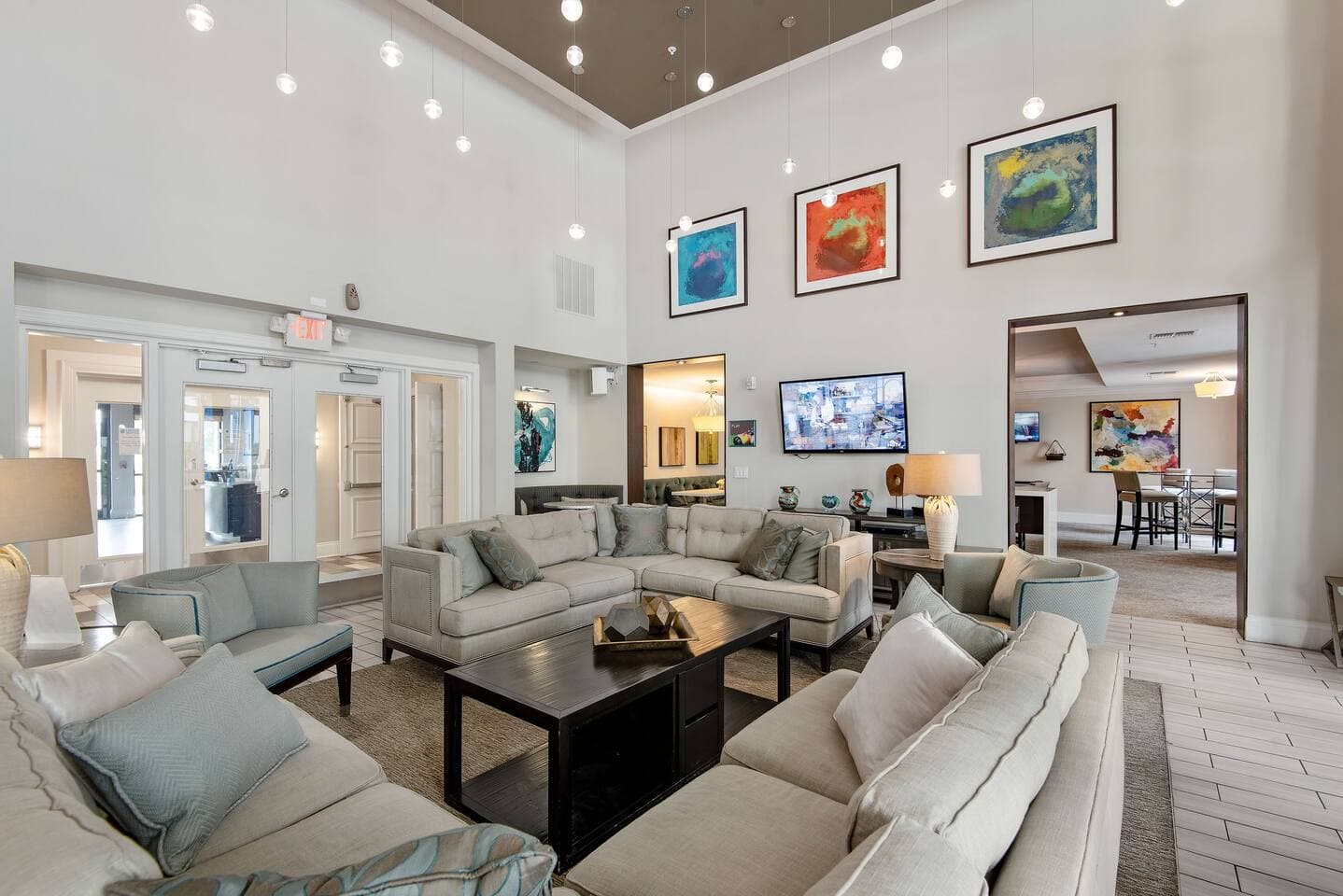 So much seating, TVs, games, community kitchen - nothing lacks in the community lounge.